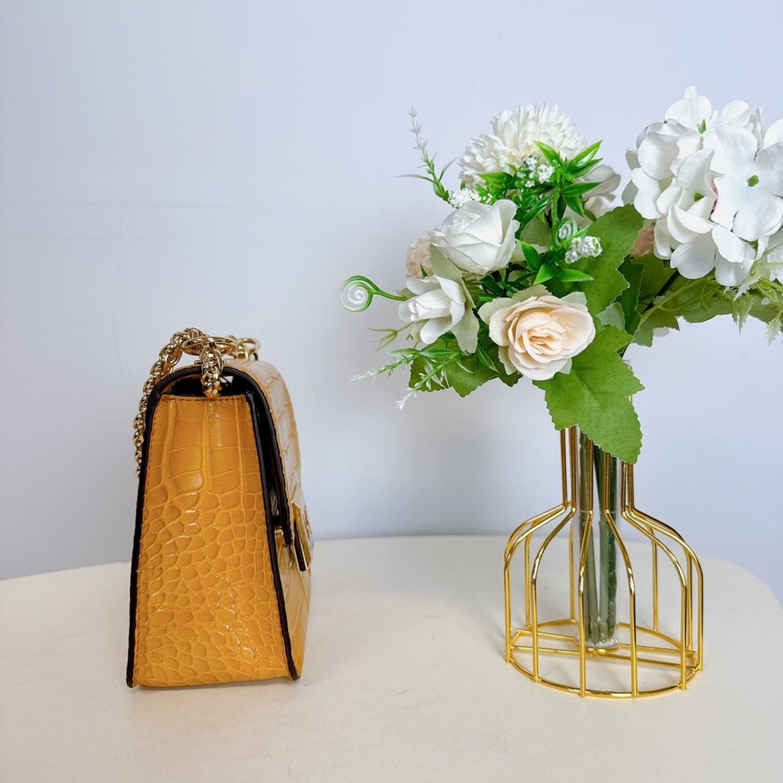 Michael Kors Michael Kors 35F1G6SS1E Sonia Sm Crocodile Embossed MARIGOLD Size ONE SIZE - 4 Thumbnail