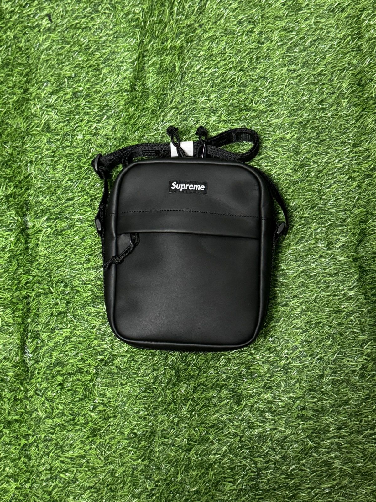 image of Supreme Leather Shoulder Bag Fw23 in Black, Men's
