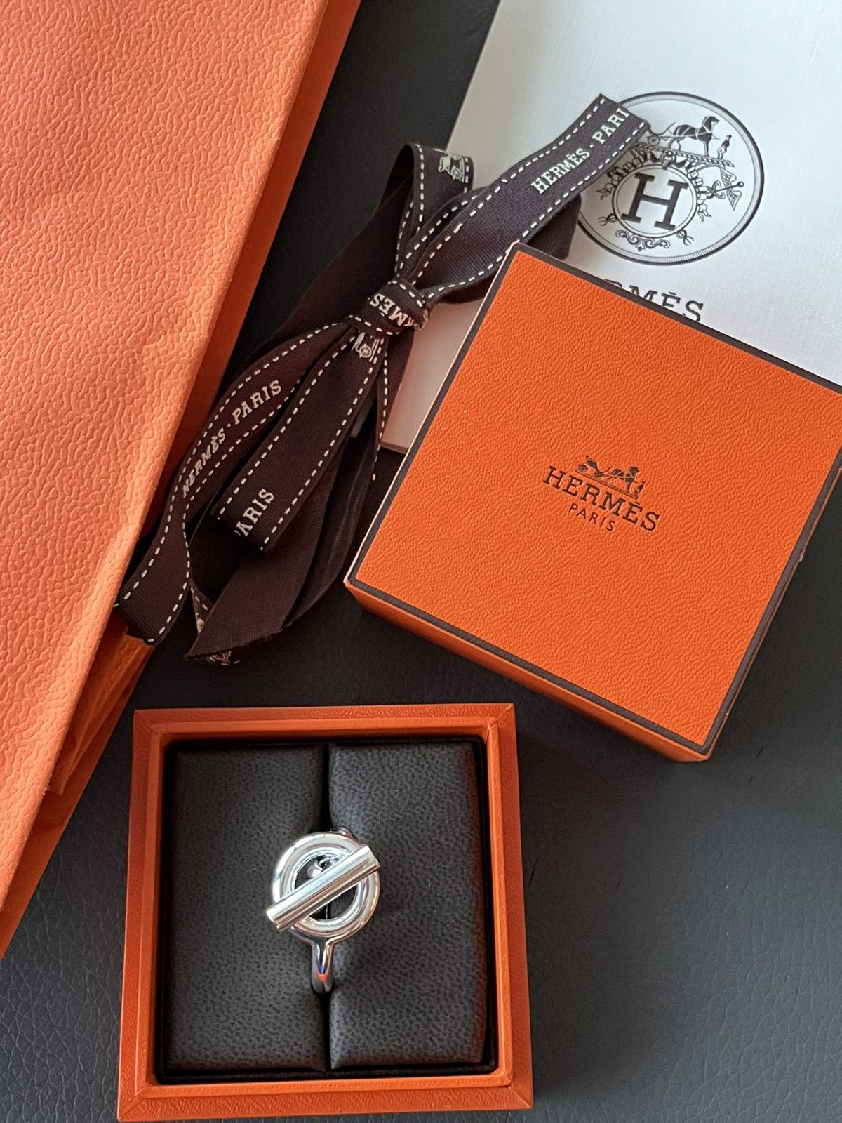 Hermes Rare Brand New Hermes Iconic Croisette Logo Ring 59 Size ONE SIZE - 13 Thumbnail