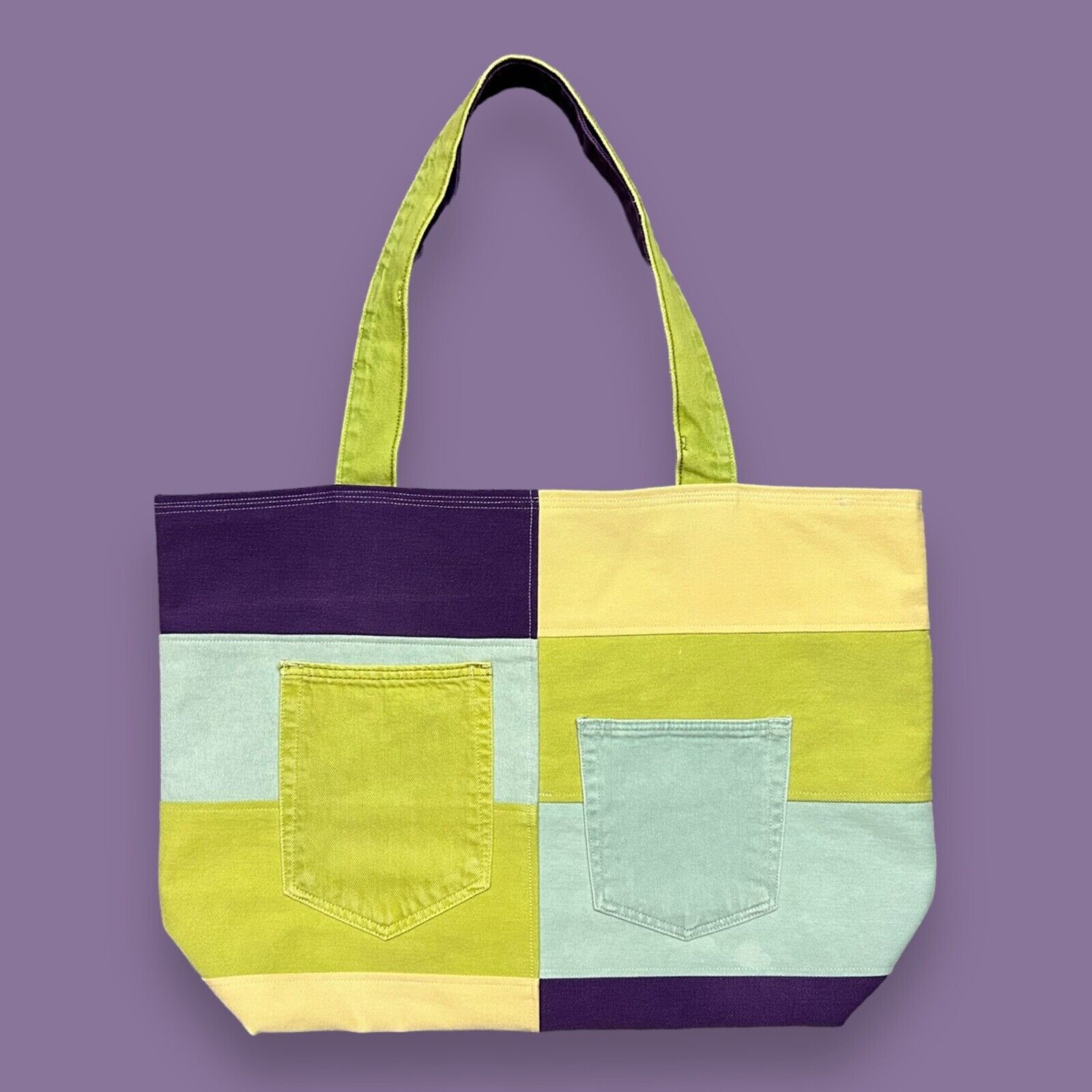 Handmade Patchwork Denim Bag Oversized Tote Shoulder Bag