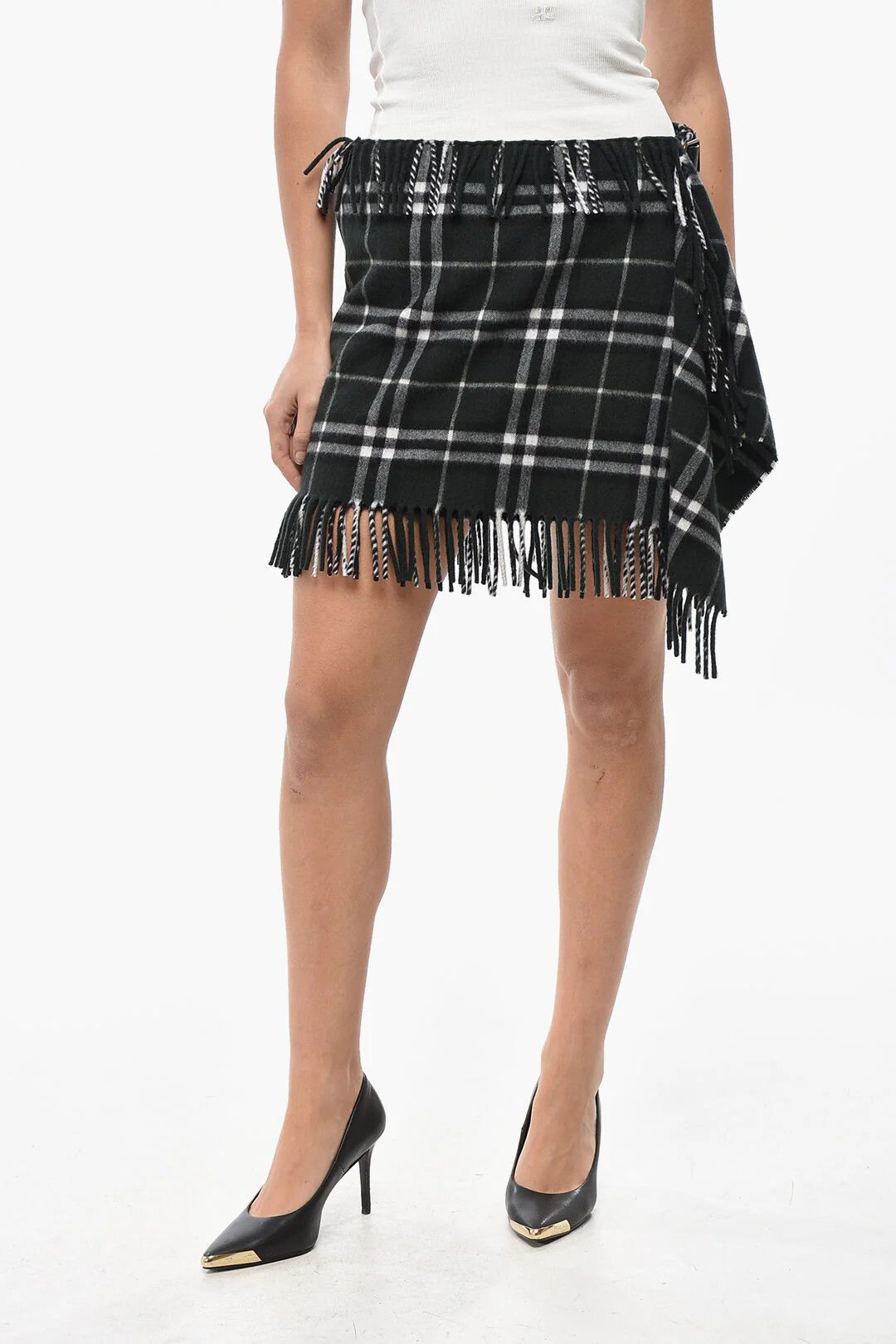 Burberry og1mm0426 Cashmere-Blend Tartan Mini Skirt in Green Size 30" / US 8 / IT 44 - 1 Thumbnail