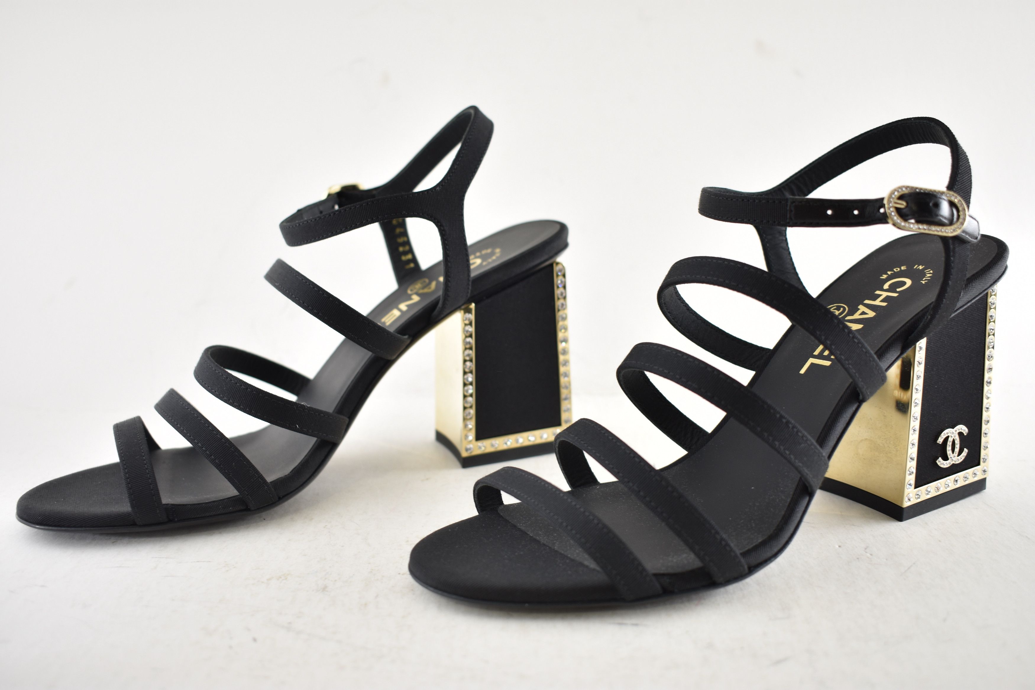 Chanel Chanel 24B Strappy Crystal CC Logo Block Heel Sandal 38 Size US 8 / IT 38 - 14 Thumbnail