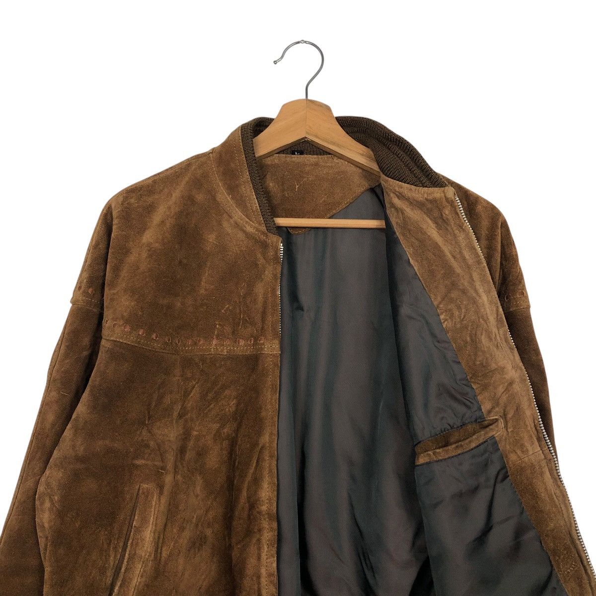 Japanese Brand 90s Suede Genuine Leather MA-1 Style Bomber Issey Miyake Size US L / EU 52-54 / 3 - 13 Thumbnail