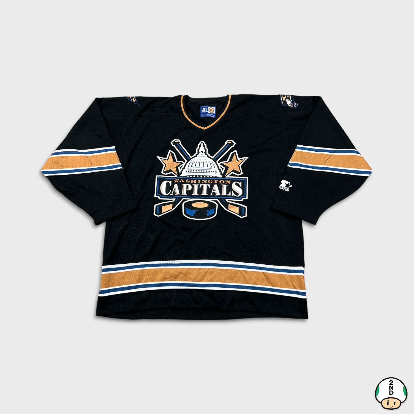 image of VTG Starter Washington Capitals Alternate Nhl Hockey Jersey in Black, Men's (Size 2XL)