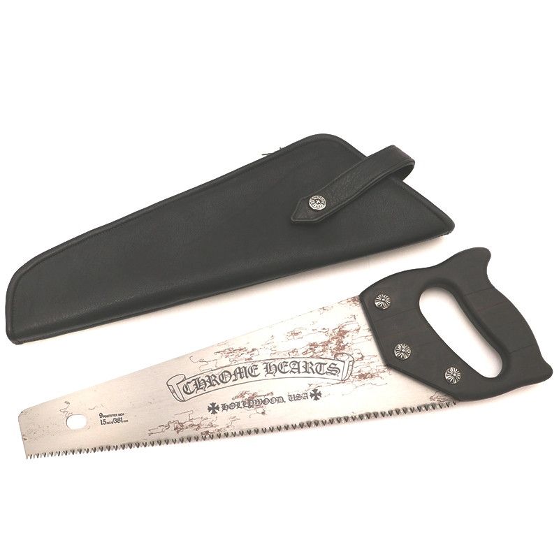 image of Chrome Hearts Ebony Handle Saw & Case in Silver, Men's