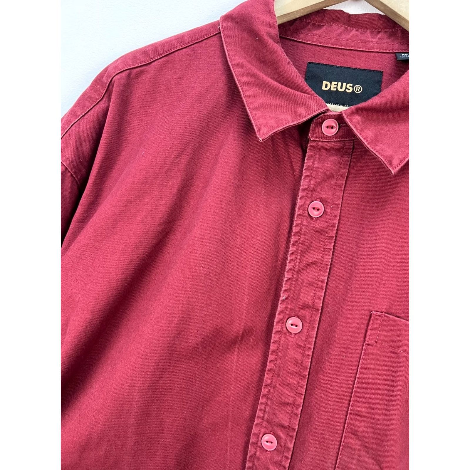 Deus Ex Machina Deus ex Machina Shirt Overshirt Mens XL Burgundy Workwear casual Solid Button logo Mid-Length Size US XL / EU 56 / 4 - 5 Thumbnail