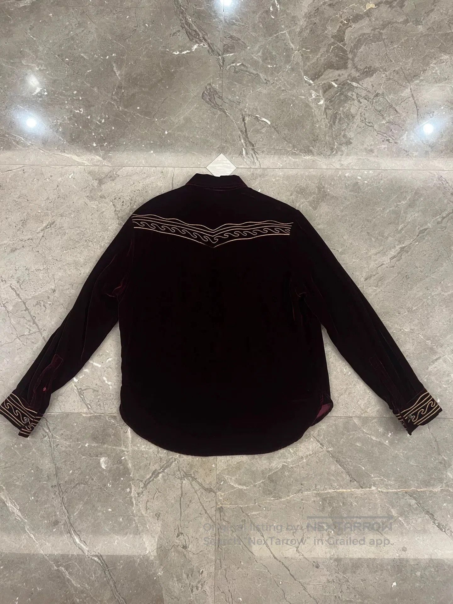 Saint Laurent Paris Saint Laurent Red Velvet Embroidered Shirt. Size US M / EU 48-50 / 2 - 2 Thumbnail