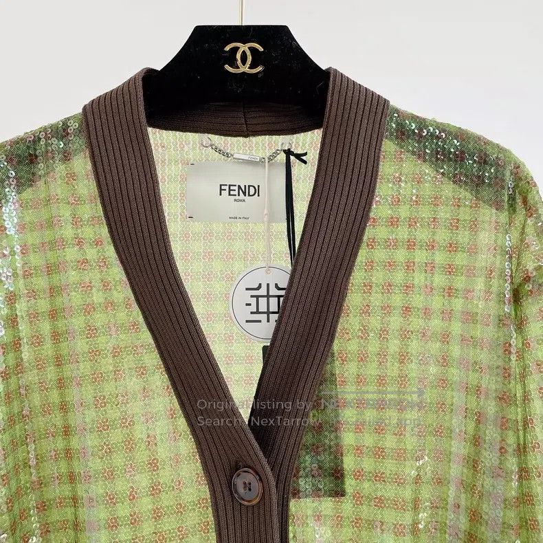 Fendi Fendi Green Sequin Knit Cardigan Size XXS / US 00 / IT 34 - 4 Thumbnail