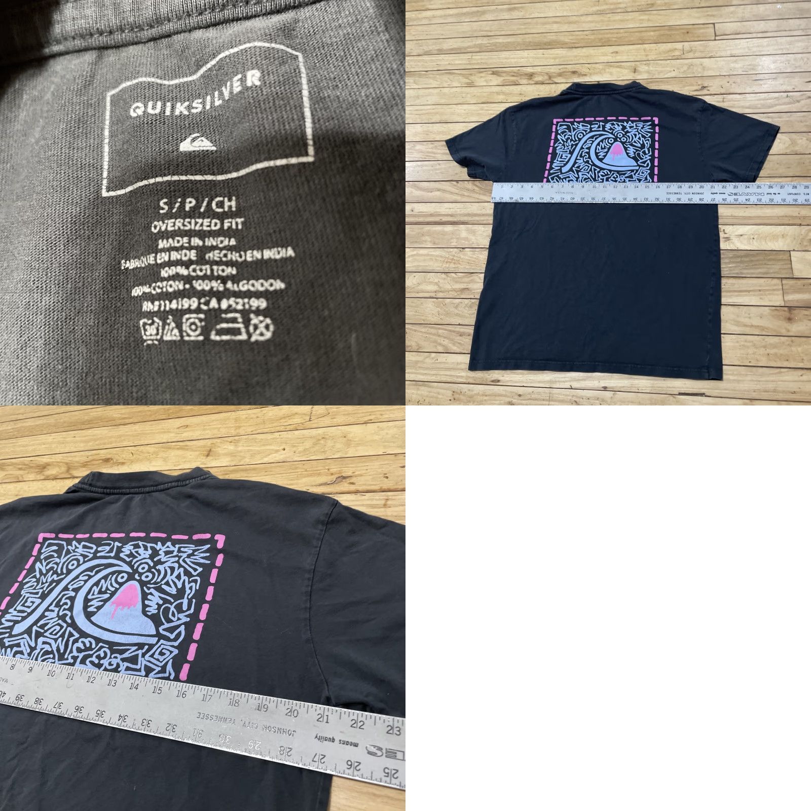 Quiksilver Quiksilver Shirt Men S Oversized Black Purple Aqua Beach Skate Wave Graphic Tee Shirt Size US S / EU 44-46 / 1 - 11 Thumbnail