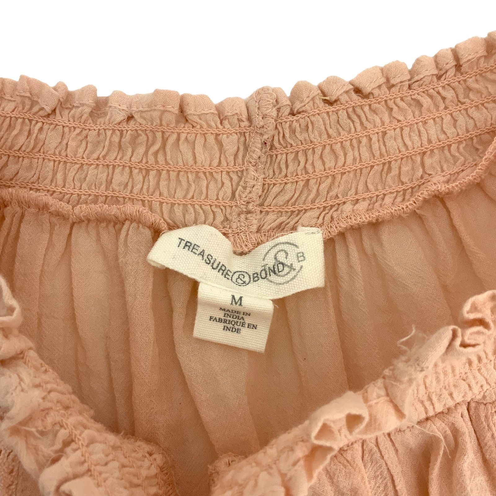 Treasure & Bond Treasure & Bond Pink Smocked Off Shoulder Blouse Medium NWOT Size M / US 6-8 / IT 42-44 - 3 Thumbnail