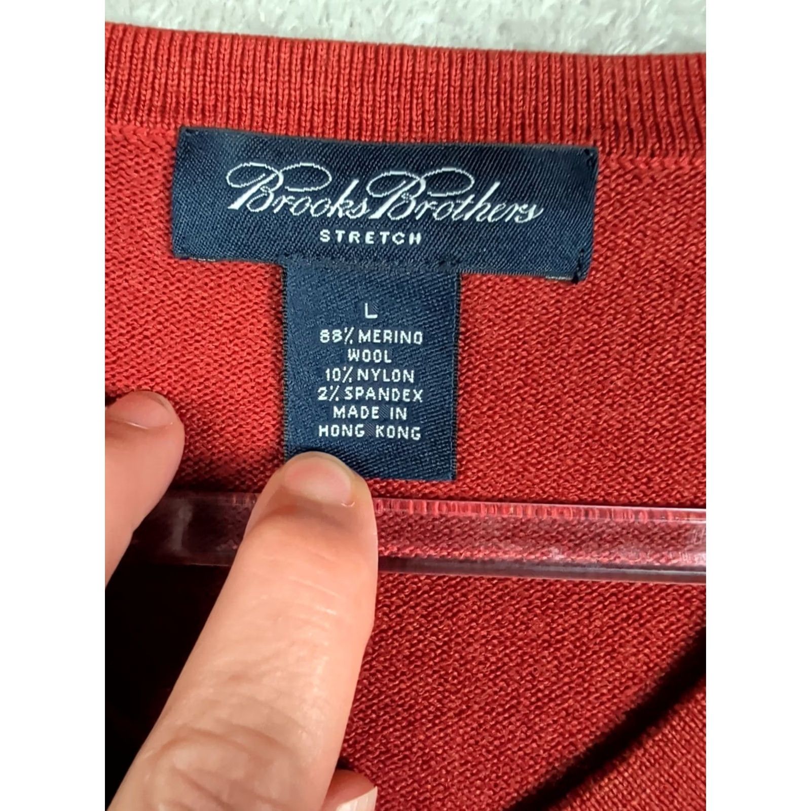 Brooks Brothers Brooks Brothers Sweater Mens L Rusty Orange Merino Wool Stretch V-Neck Pullover Size US L / EU 52-54 / 3 - 2 Thumbnail
