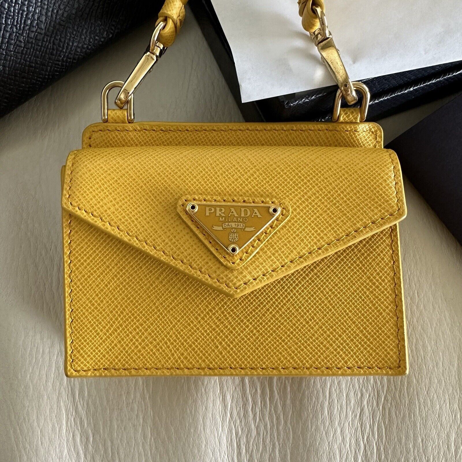 Prada NEW PRADA Prada Saffiano Leather Card Holder In Sunny Yellow Size ONE SIZE - 5 Thumbnail
