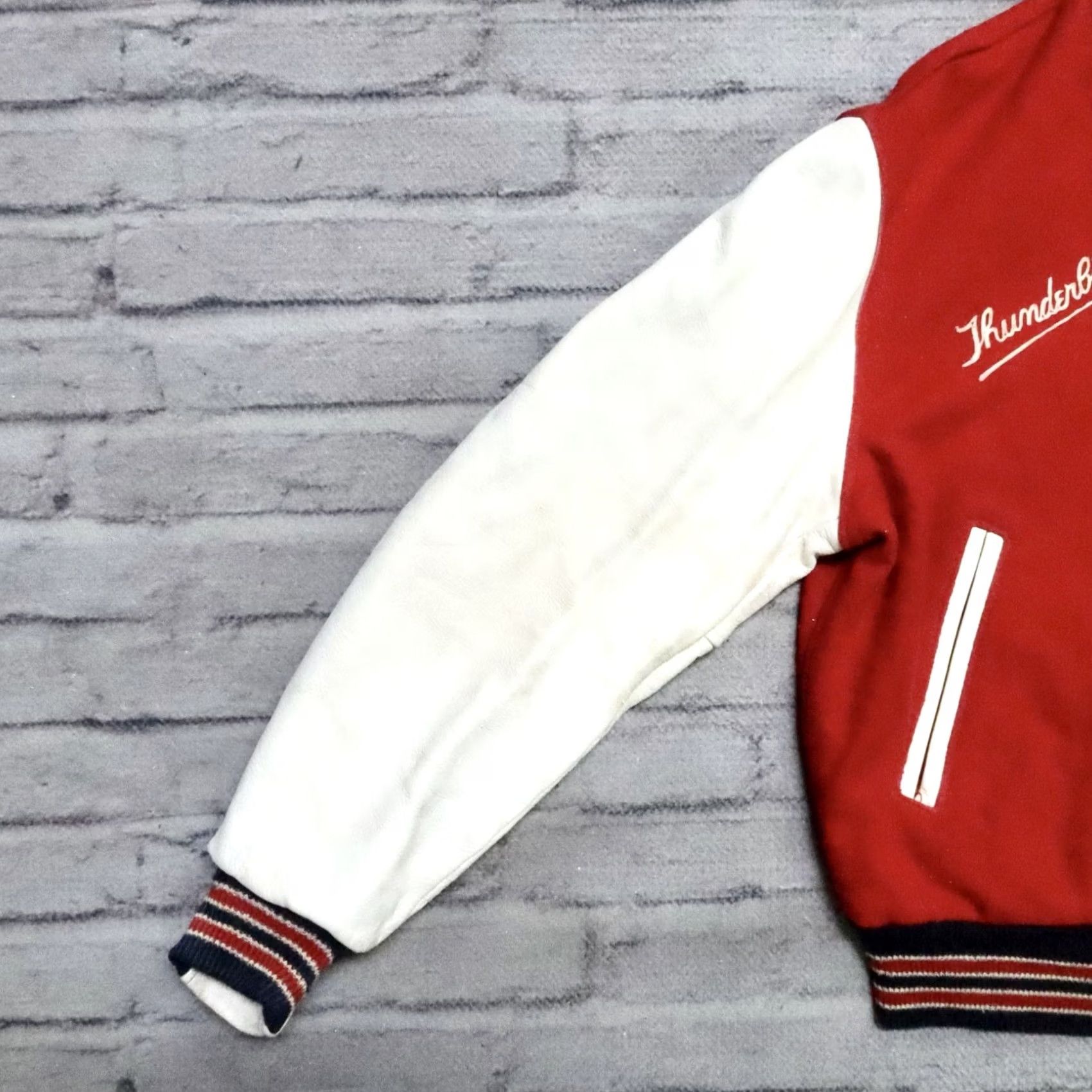 Golden Bear VINTAGE Golden Bear Leather Wool Varsity Jacket Mens L Red Size US L / EU 52-54 / 3 - 3 Thumbnail