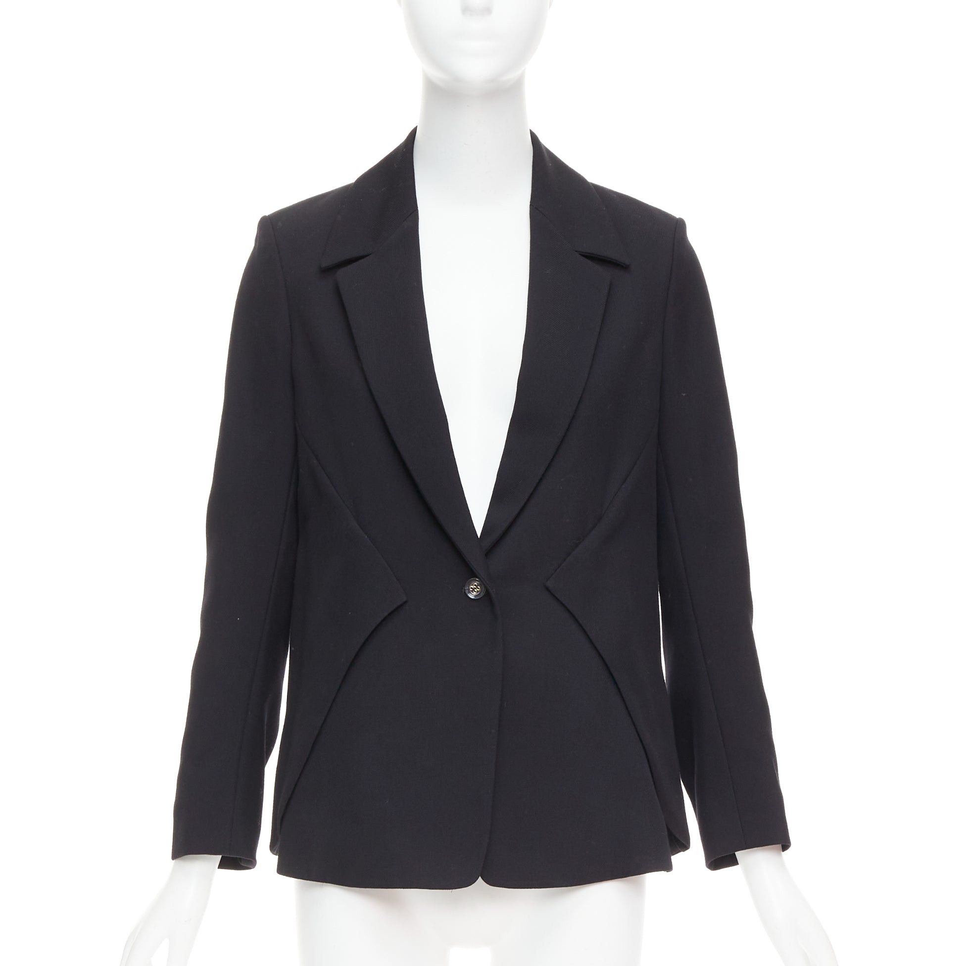 Saint Laurent Paris YVES SAINT LAURENT 2010 black wool blend deconstructed blazer FR36 S Size S / US 4 / IT 40 - 1 Thumbnail