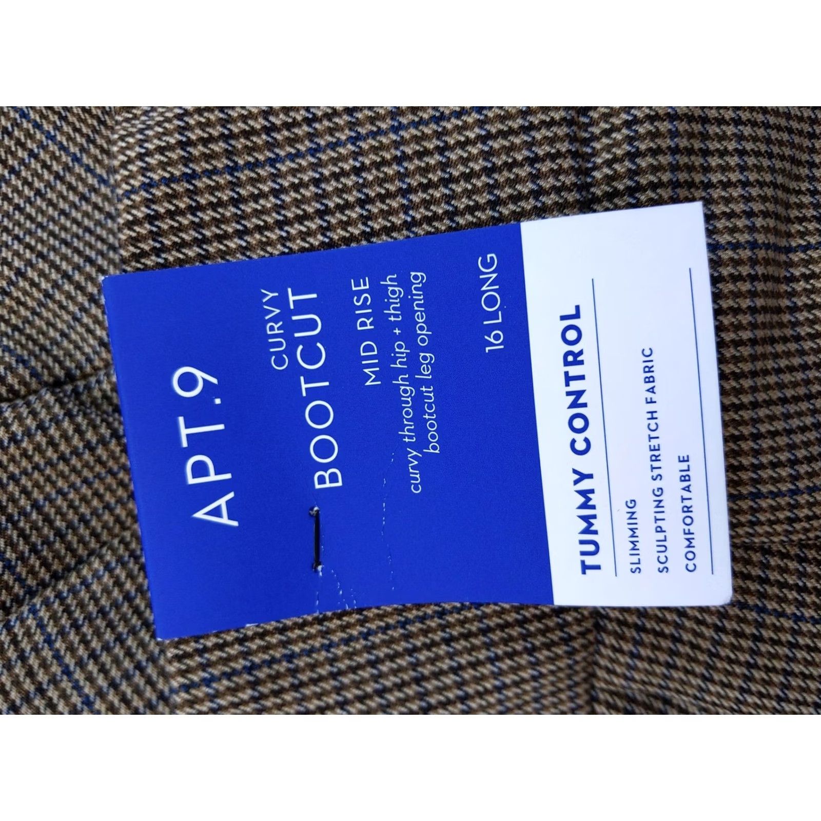 Apt. 9 APT 9 Pants Womens 16 Long Brown Plaid Bootcut Tummy Control Stretch Clothing Size 25" / US 0 / IT 36 - 4 Thumbnail