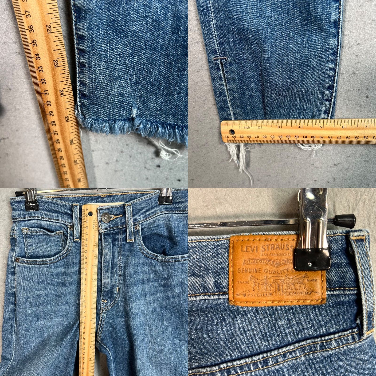 Levi's VINTAGE Levis 724 High Rise Straight Womens Jeans Size 24 Blue Denim Distressed Size 42" / US 20 - 8 Thumbnail