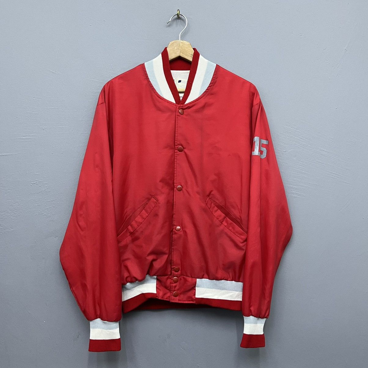 Vintage Vintage 90s PALOMAR Red Satin Varsity Jacket Made in Usa Size US M / EU 48-50 / 2 - 2 Thumbnail