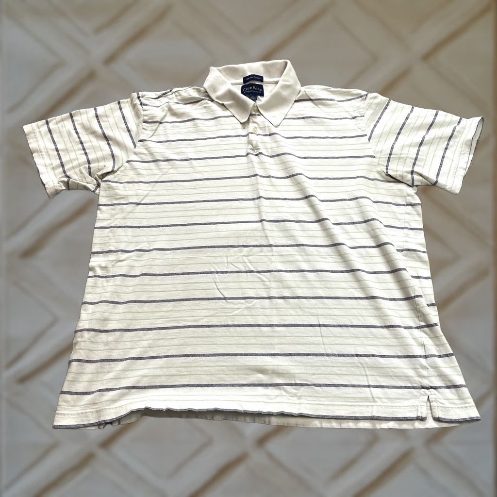 Club Room VINTAGE Club Room by Charter Club Polo Shirt Mens XL White Striped Collared Rugby Golf Size US XL / EU 56 / 4 - 1 Thumbnail