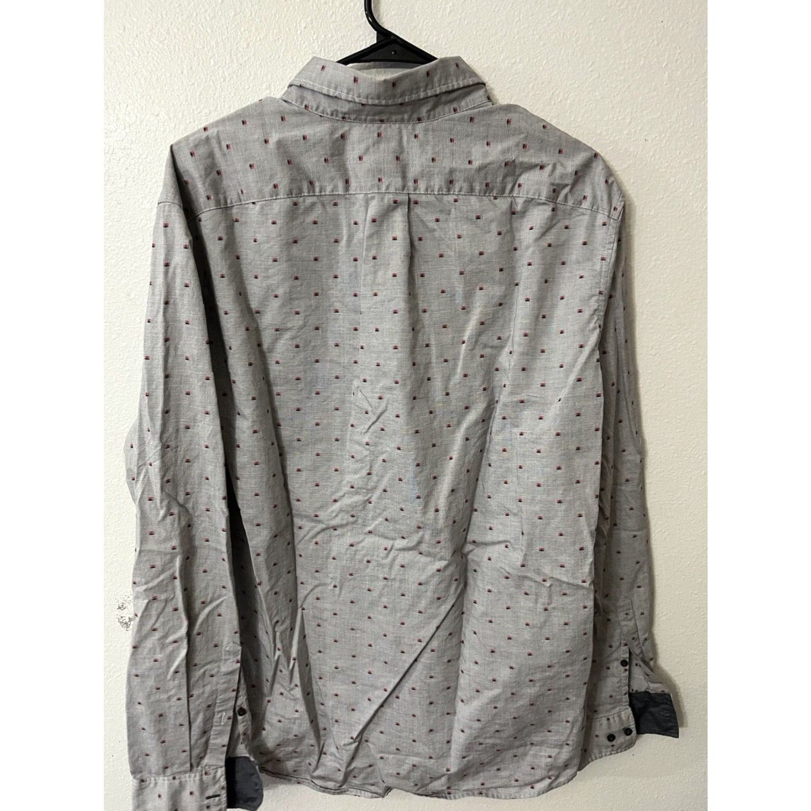 Michael Kors Michael Kors Button-Up Shirt Mens XL Gray Cotton Long Sleeve Polka Dot Size US XL / EU 56 / 4 - 2 Thumbnail