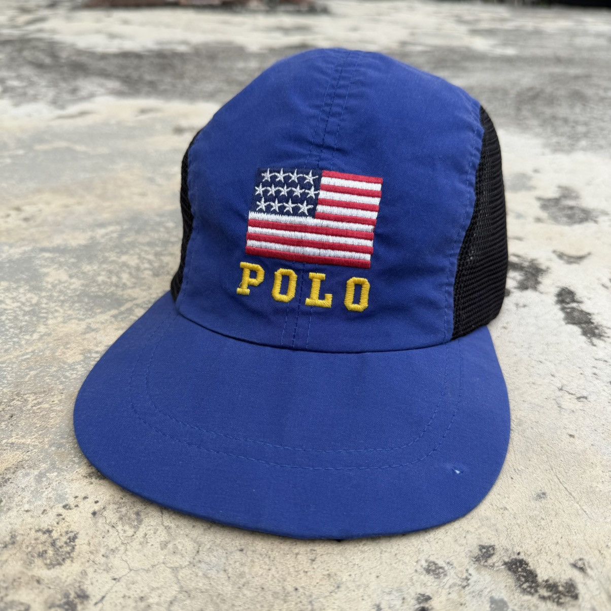 Polo Ralph Lauren Rare 90’s Polo Ralph Lauren USA flag Mesh nylon camp cap Size ONE SIZE - 2 Thumbnail