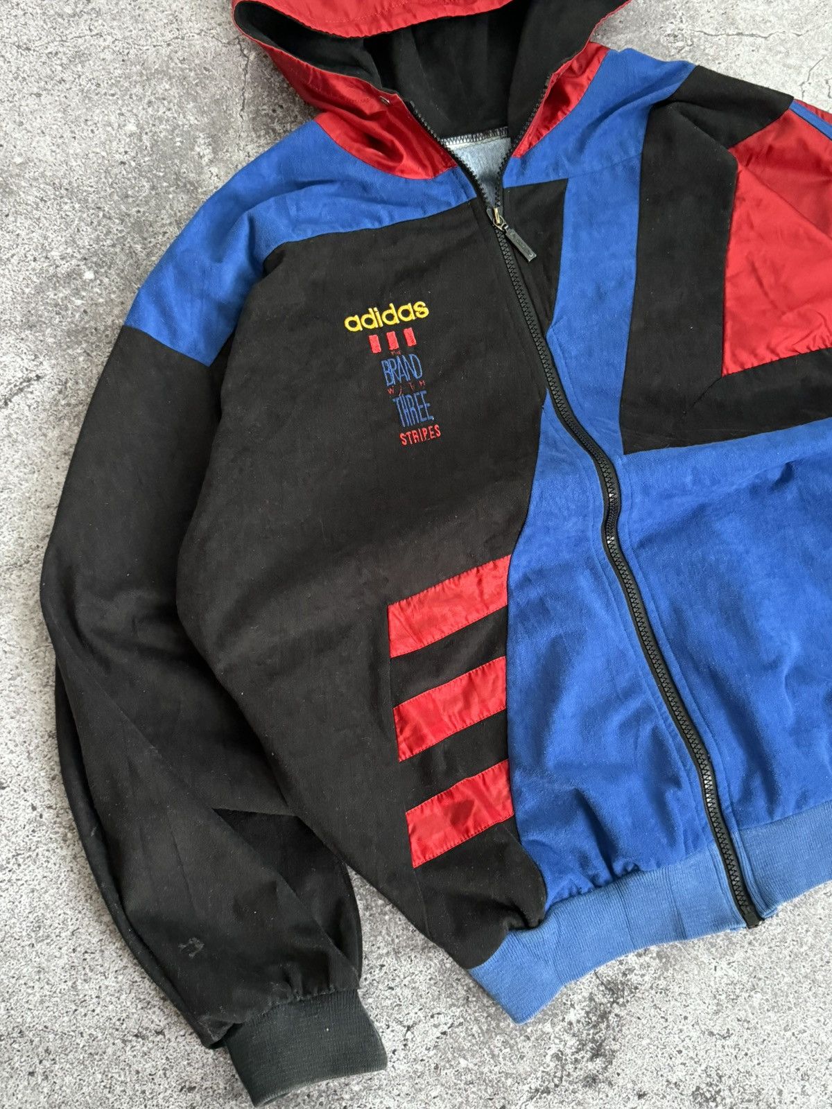 Adidas × Vintage Vintage adidas Velour felt track light hoodie Size US M / EU 48-50 / 2 - 5 Thumbnail