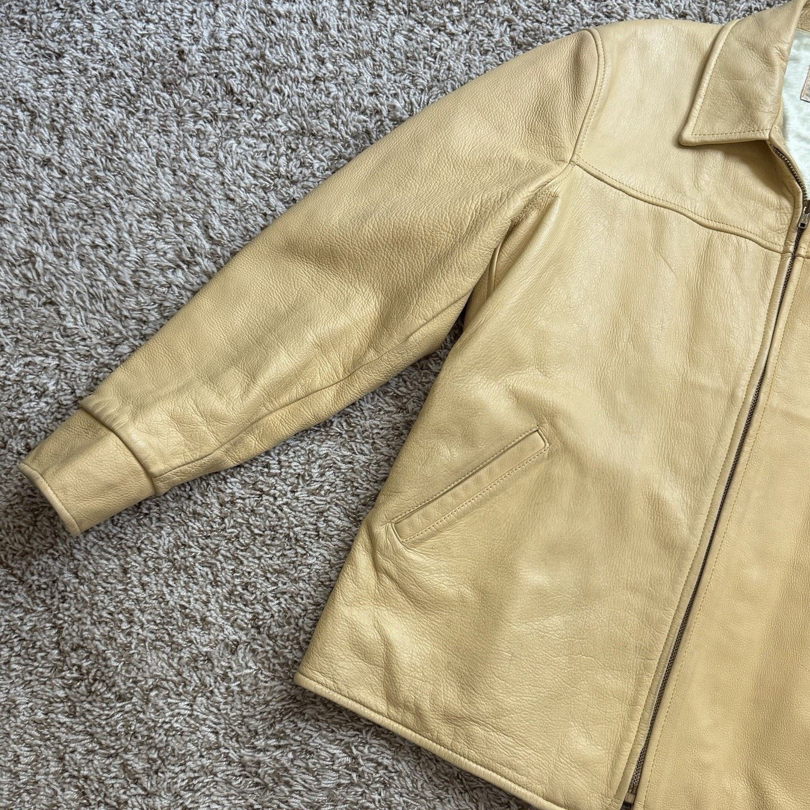 Vintage RARE Vintage Deerskin Leather Jacket Light Yellow Full Zip Size US M / EU 48-50 / 2 - 10 Thumbnail