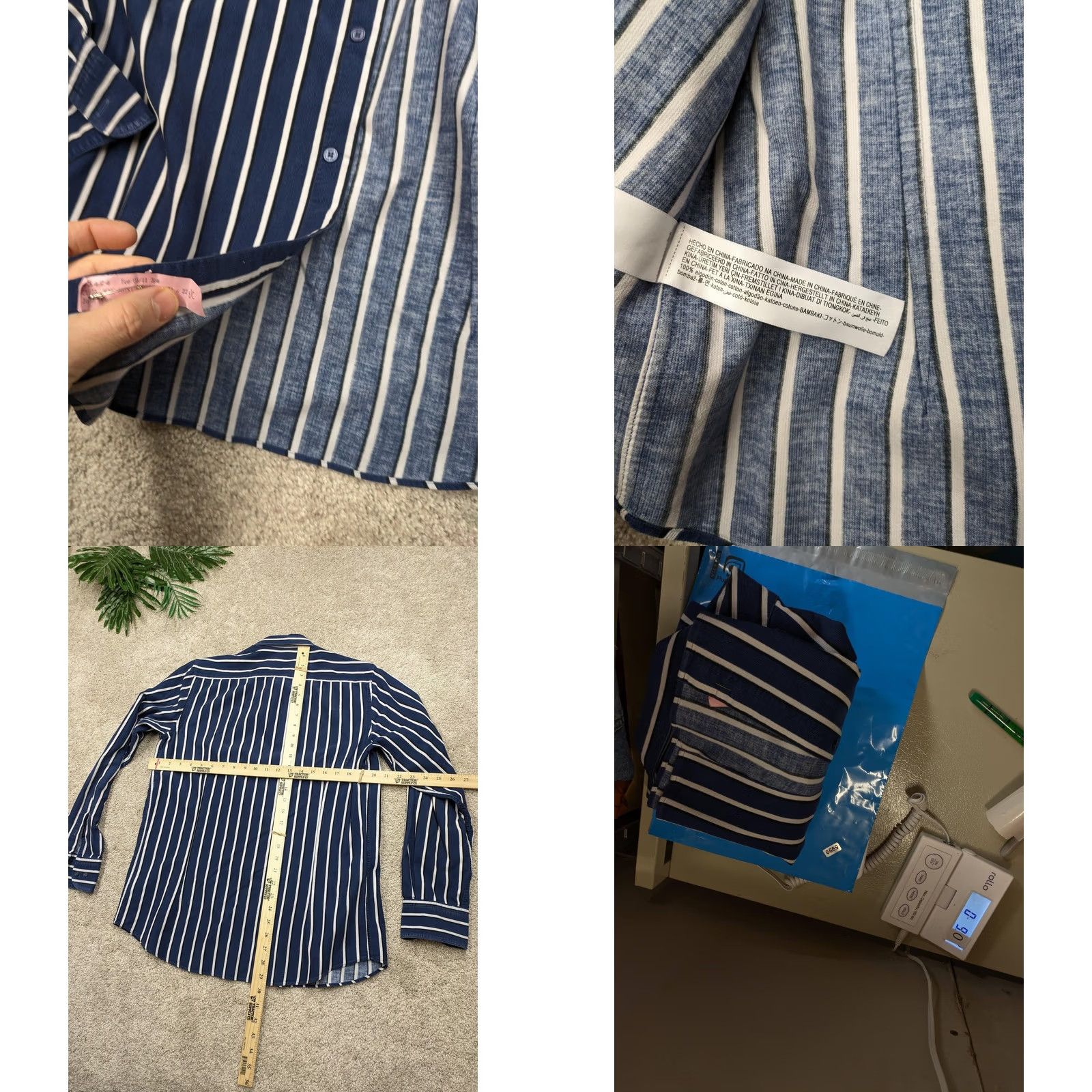 Massimo Dutti Massimo Dutti Mens Medium Blue Stripe Button Front Long Sleeve Shirt Size US M / EU 48-50 / 2 - 8 Thumbnail