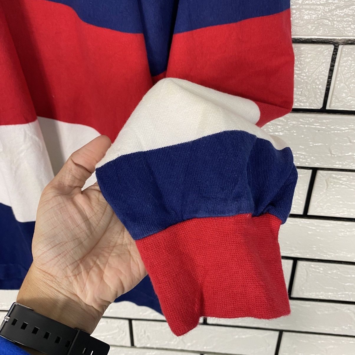 Japanese Brand 📌Vintage Polo Rugby Collar Striped Design Lands' End Size US L / EU 52-54 / 3 - 13 Thumbnail