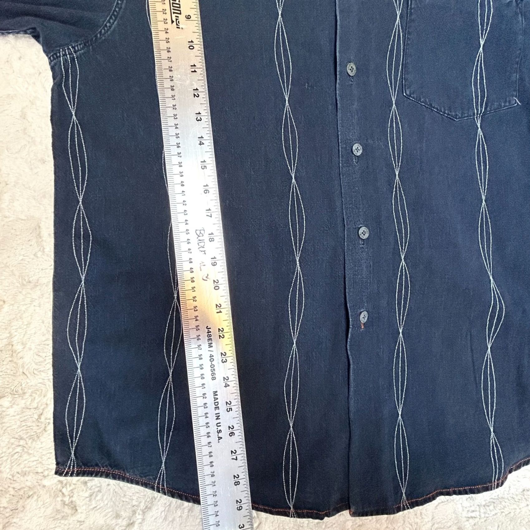 Denime Indigo Palms Denim Company Shirt Blue Pocket Button-Up Long Sleeve Mens Large Casual Everyday Shirt Size US L / EU 52-54 / 3 - 7 Thumbnail