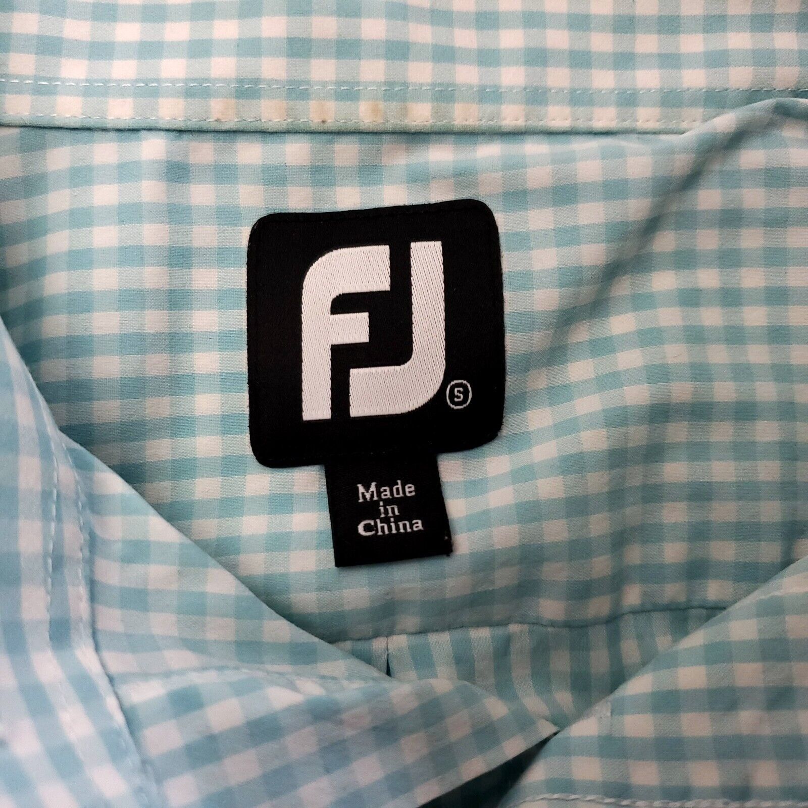 Footjoy FJ Footjoy Teal Check Small Button Down Nylon Spandex Size US S / EU 44-46 / 1 - 6 Thumbnail