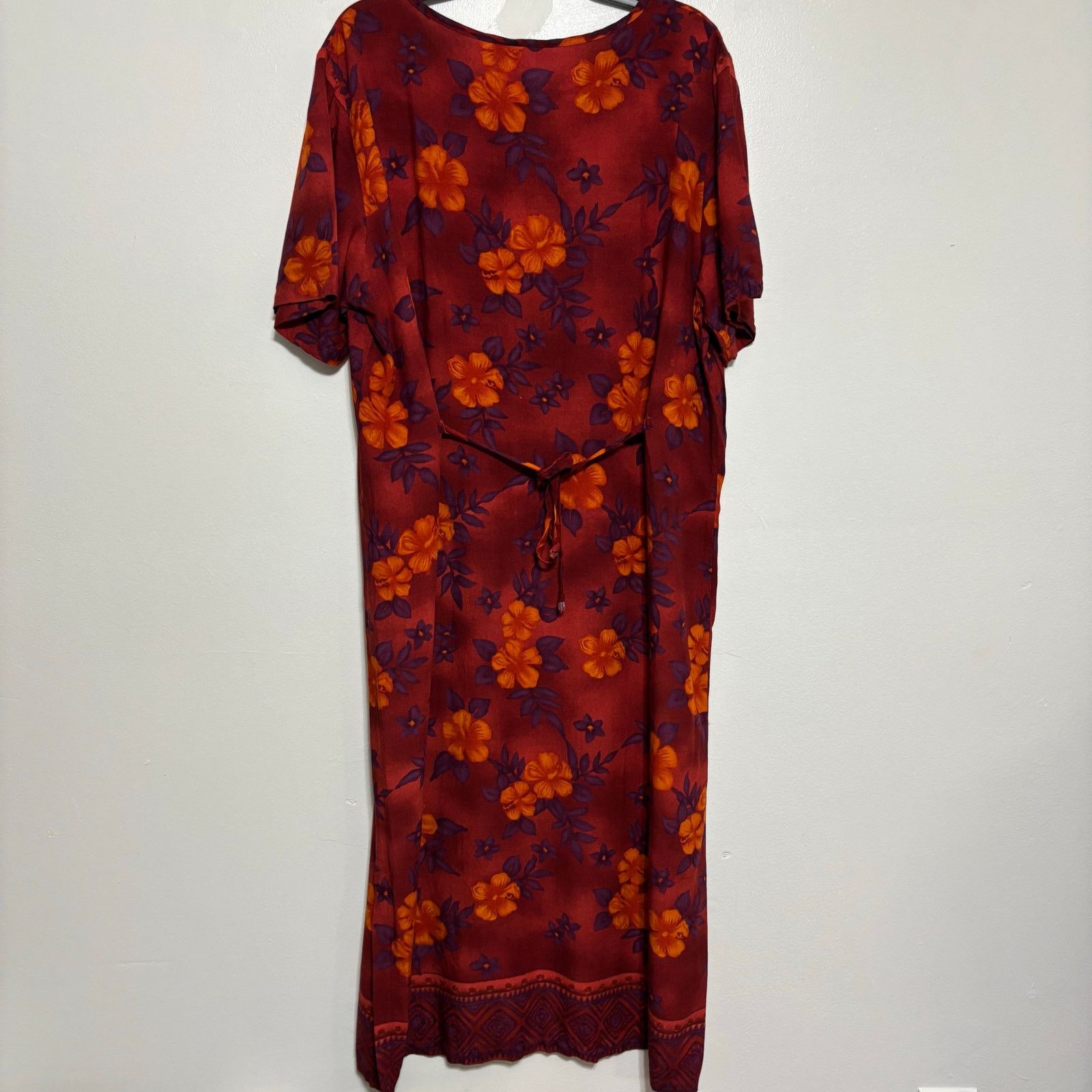 Other VTG Ship N Shore Red Floral Dress 1X Short Sleeve Tie Back Size XL / US 12-14 / IT 48-50 - 2 Thumbnail