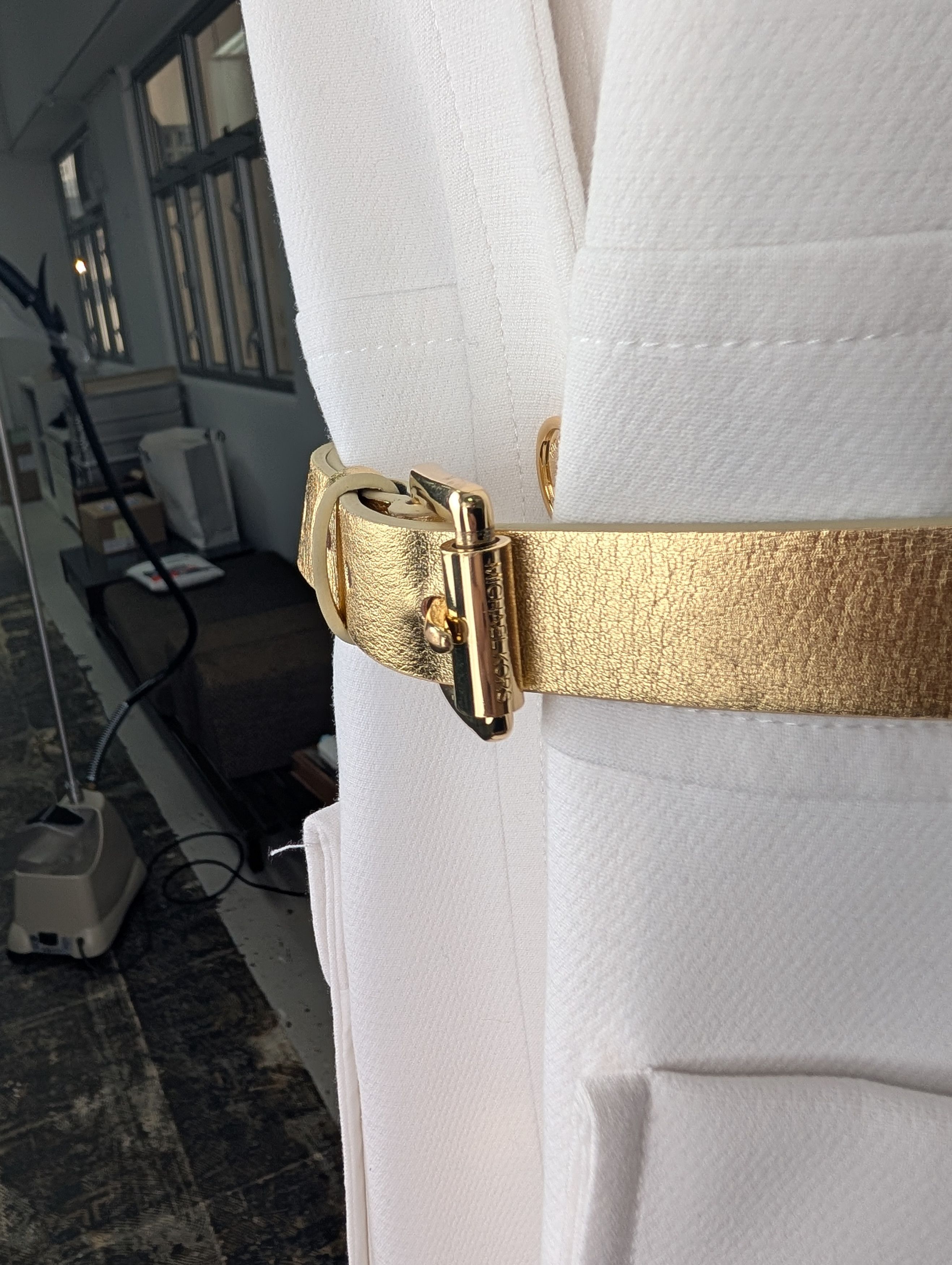 Michael Kors Michael Michael Kors White Long Coat With Gold Buttons Size L / US 10 / IT 46 - 6 Thumbnail