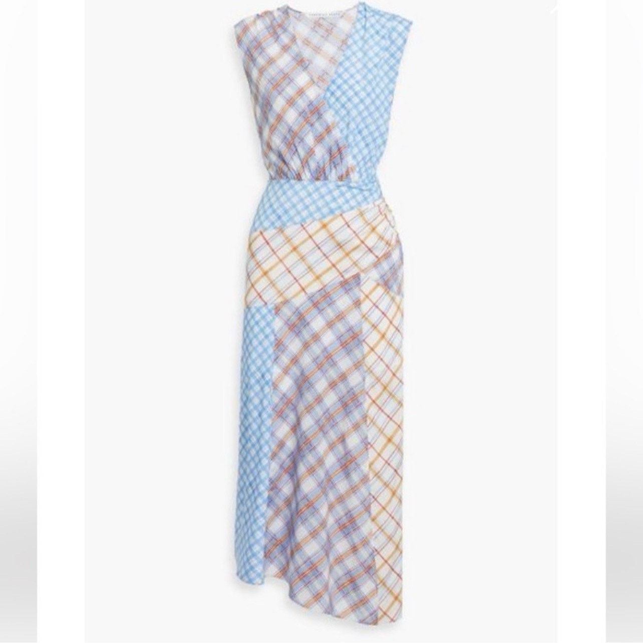 Veronica Beard Veronica Beard Wixson Asymmetric Checked Silk Midi Dress Size XS / US 0-2 / IT 36-38 - 3 Thumbnail