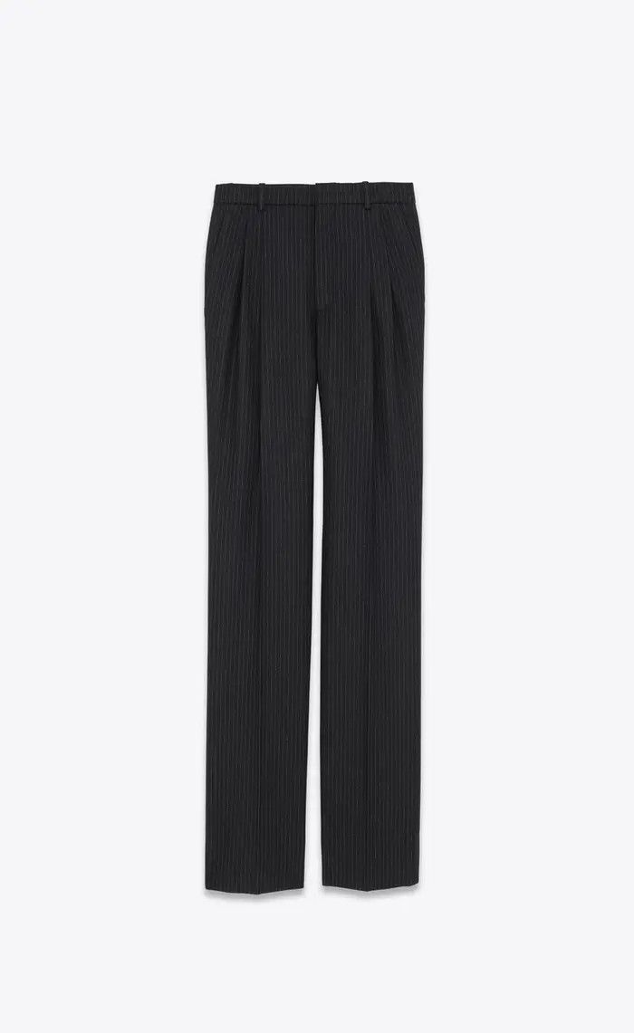 Saint Laurent Paris o1la1rc1a1225 780236 High Waisted Pants Striped Wool Flannel Size US 34 / EU 50 - 1 Thumbnail
