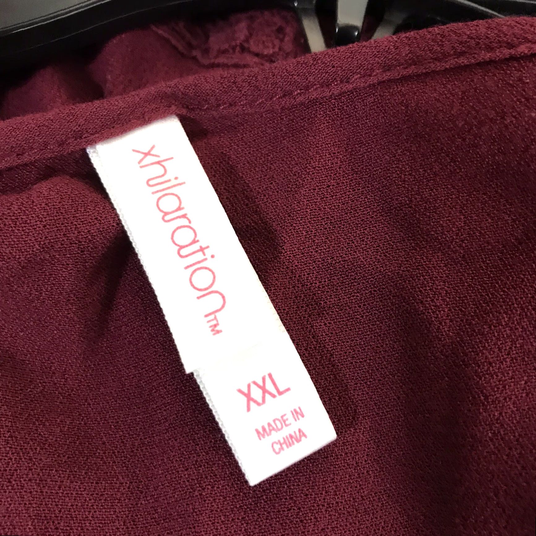 Vintage Xhilaration Women's Knee Length Dress Plus Size 2X Burgundy Crochet Lace Fall Casual Shift Size XXL / US 16-18 / IT 52-54 - 3 Thumbnail