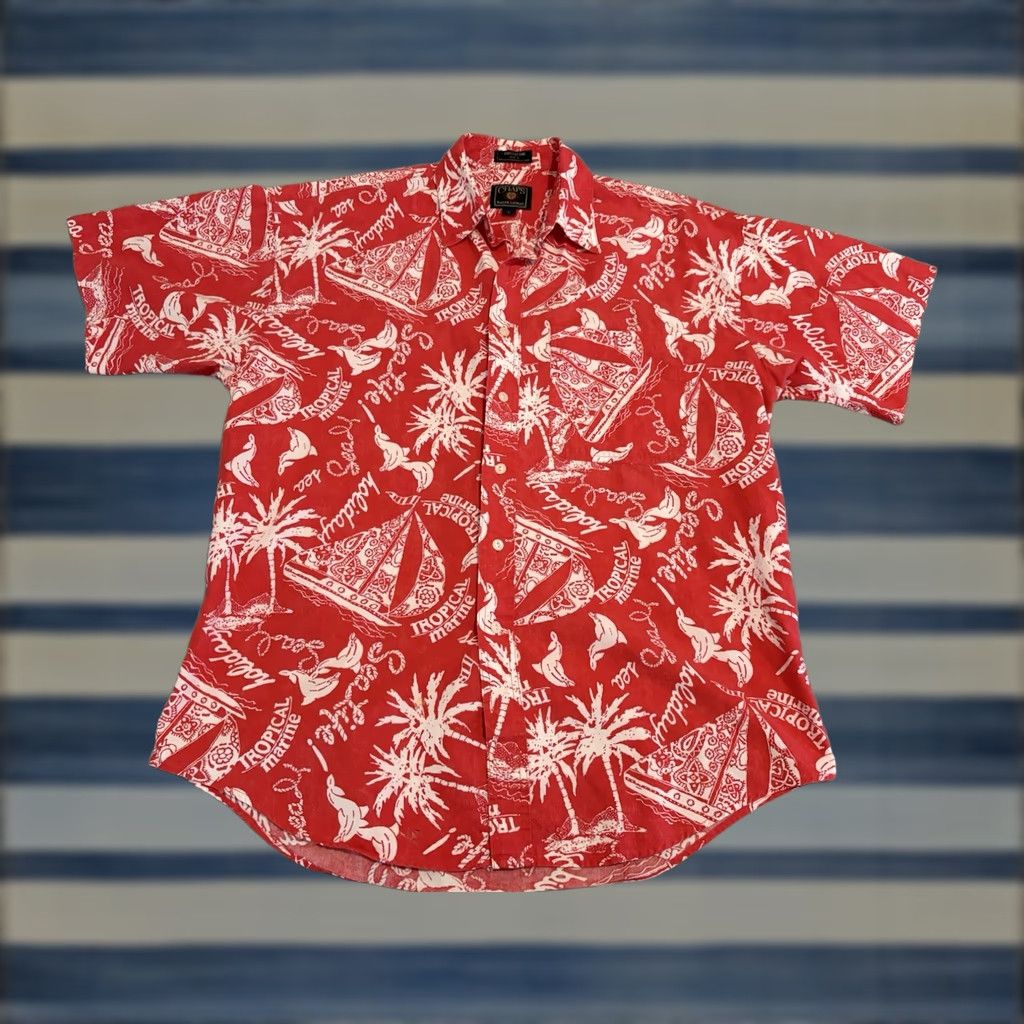 Ralph Lauren VINTAGE Ralph Lauren Short Sleeve Button-Up Shirt Hawaiian Red AOP Large Size US L / EU 52-54 / 3 - 1 Thumbnail