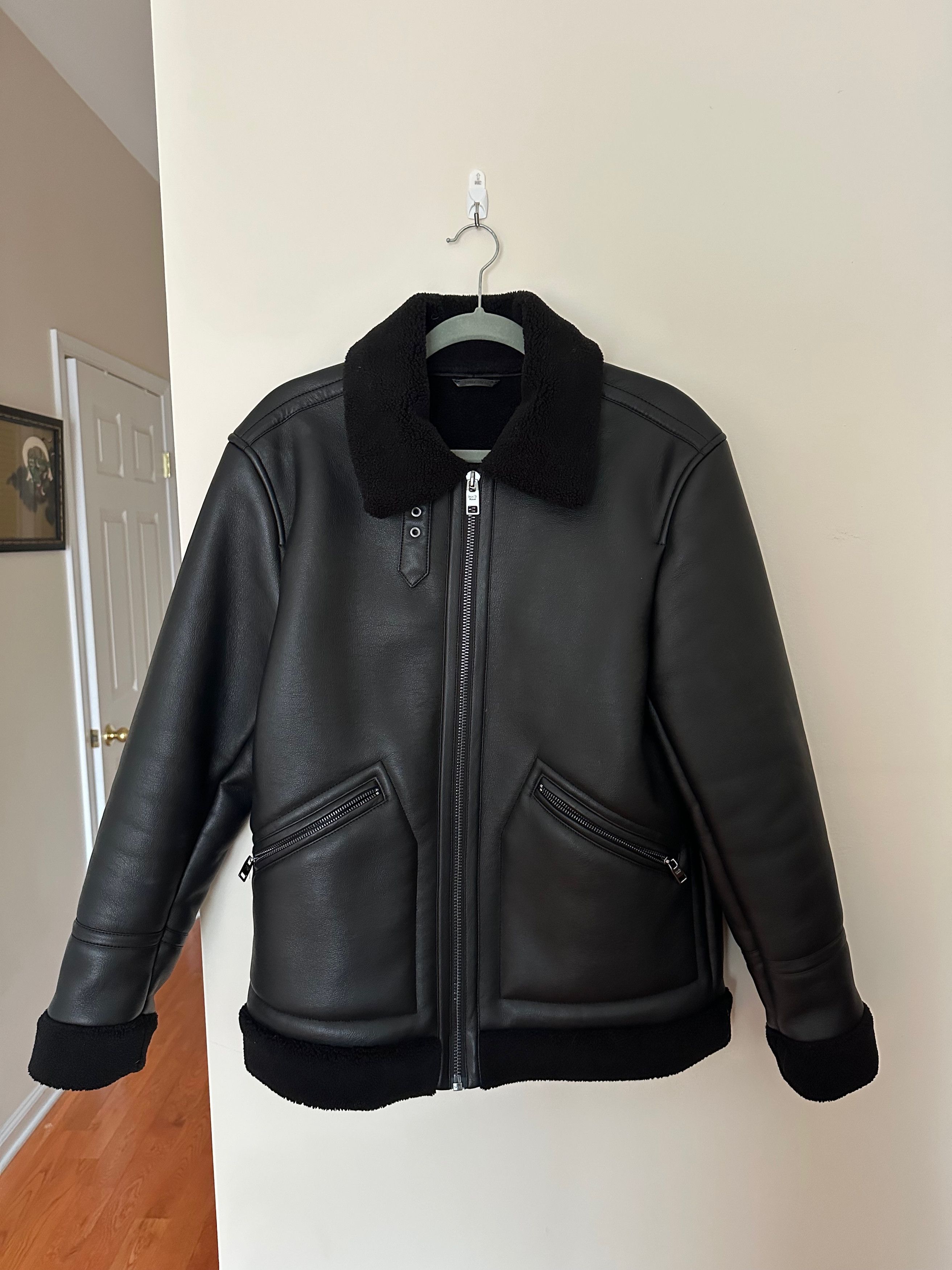 Mango Mango Man Faux Leather Shearling Aviator Bomber Jacket Size US M / EU 48-50 / 2 - 1 Thumbnail