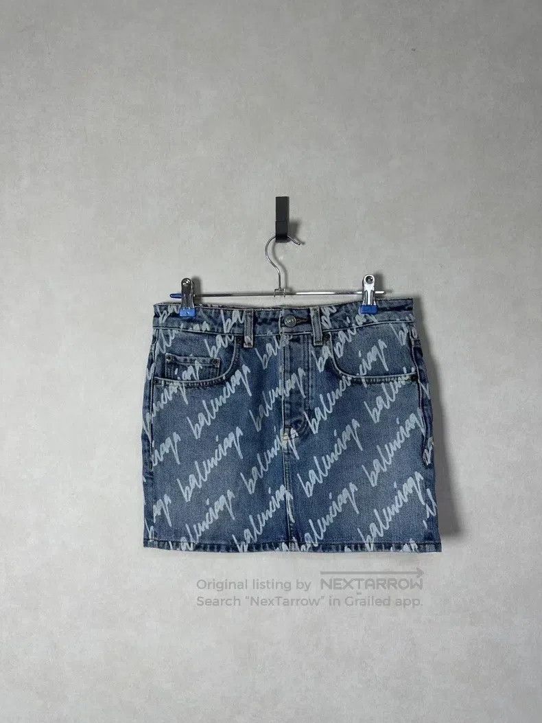 Balenciaga Balenciaga Logo Denim Skirt with Half Skirt Size 33" - 1 Thumbnail