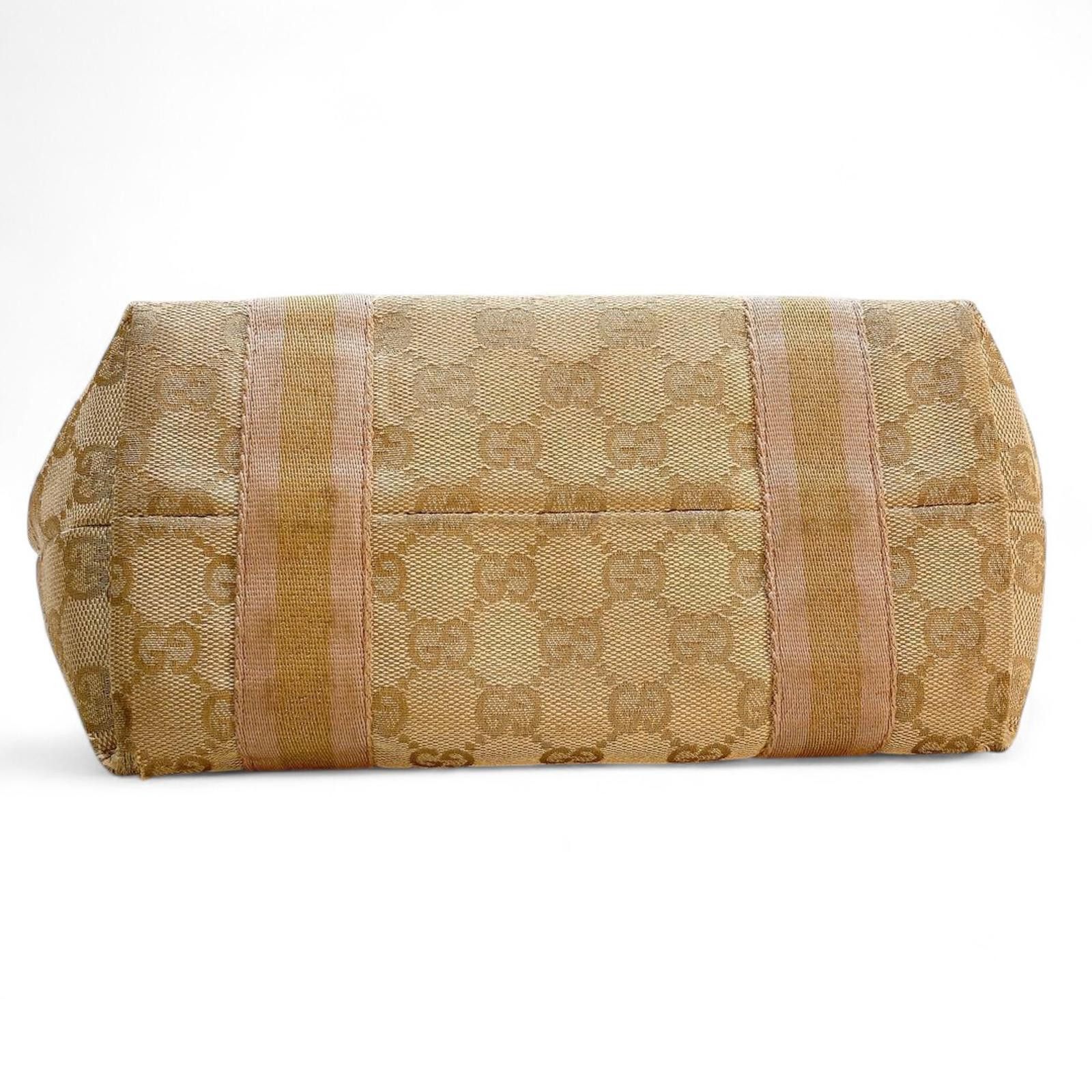 Gucci Gucci - Beige Monogram Canvas Handbag with Gold Accents Size ONE SIZE - 6 Thumbnail
