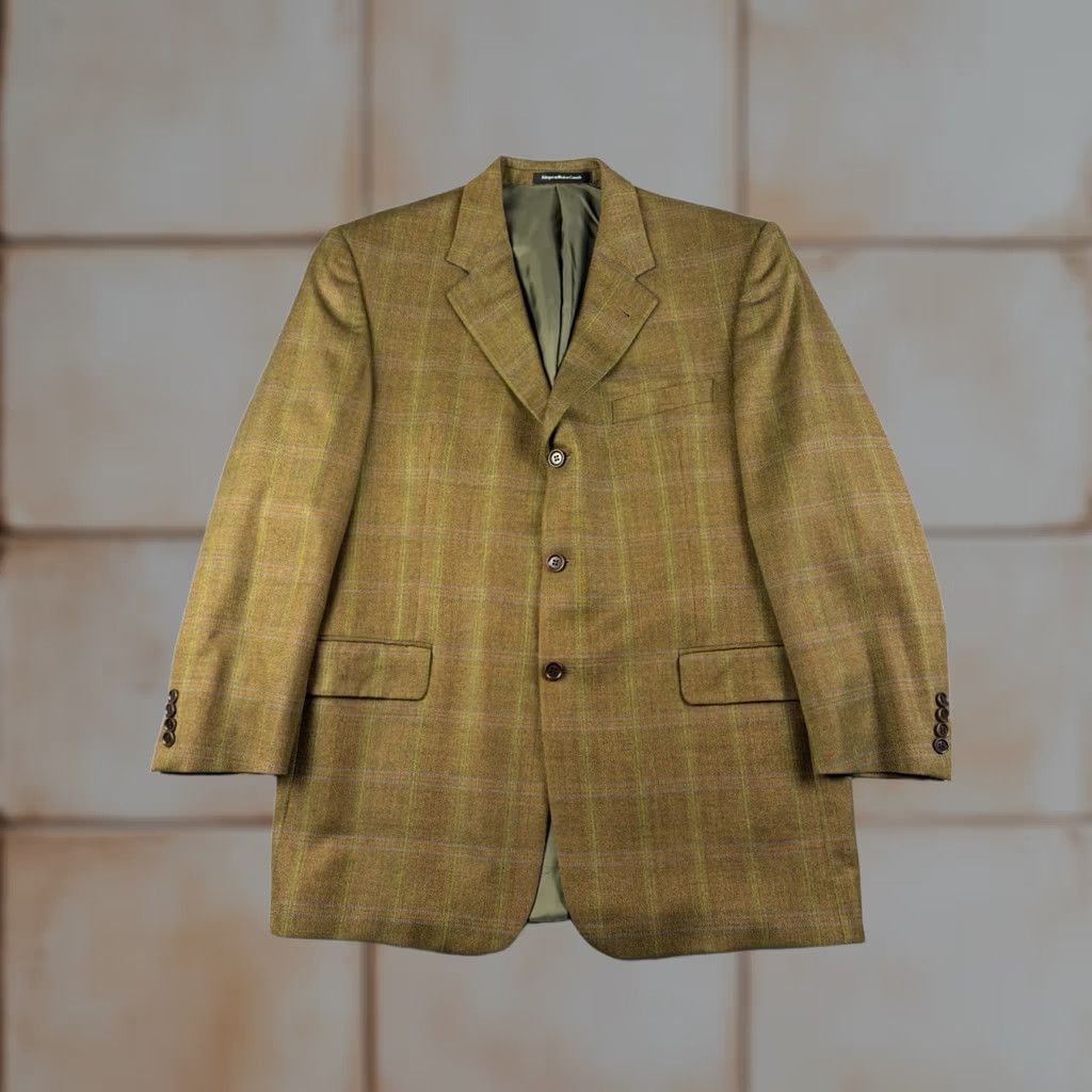 Ermenegildo Zegna Ermenegildo Zegna Blazer Wool Plaid Single-Breasted 3-Button Brown 42 Mens Regular Notch Lapel Jacket Coat Fashion Coat Blazer Size 42R - 1 Thumbnail