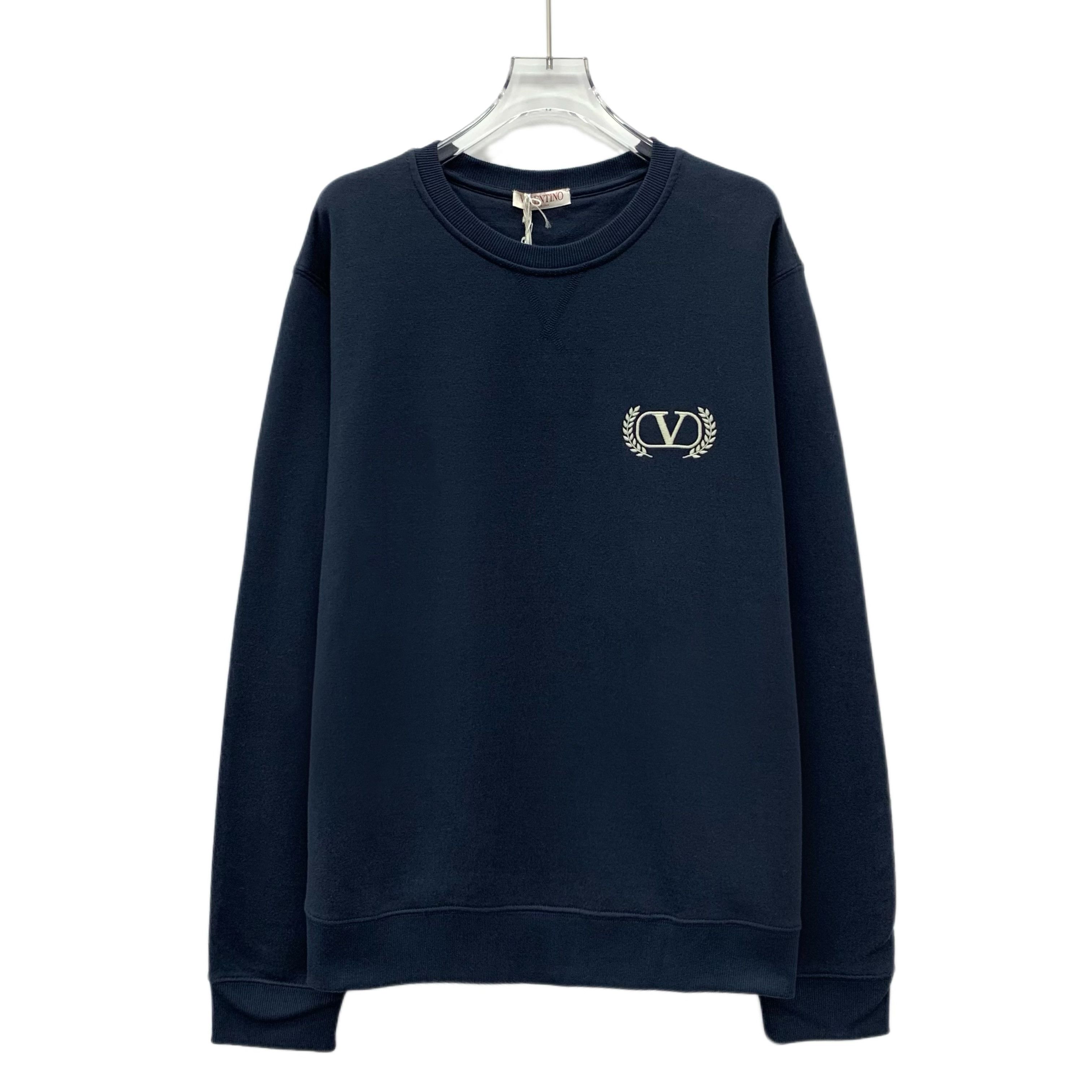 Valentino Valentino Navy Logo Embroidered Cotton Sweatshirt (Size M) Size US M / EU 48-50 / 2 - 1 Thumbnail