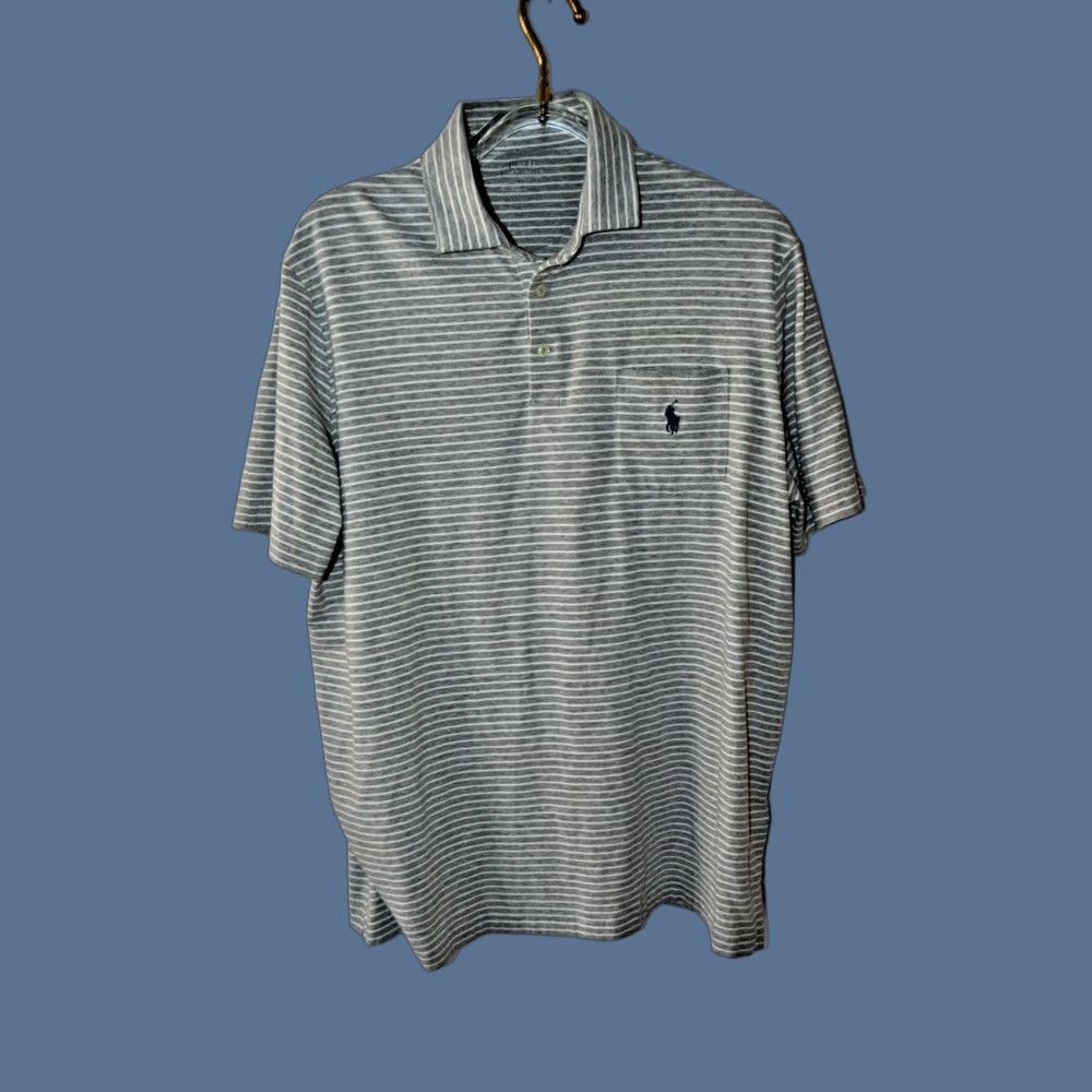 Polo Ralph Lauren Polo Ralph Lauren Polo SS Shirt Gray Stripe Cotton Blend Men's Polo Shirt SZ Gray Stripe Regular Fit All Seasons Polo Ralph Lauren Mens Polo Shirt Size US L / EU 52-54 / 3 - 1 Thumbnail