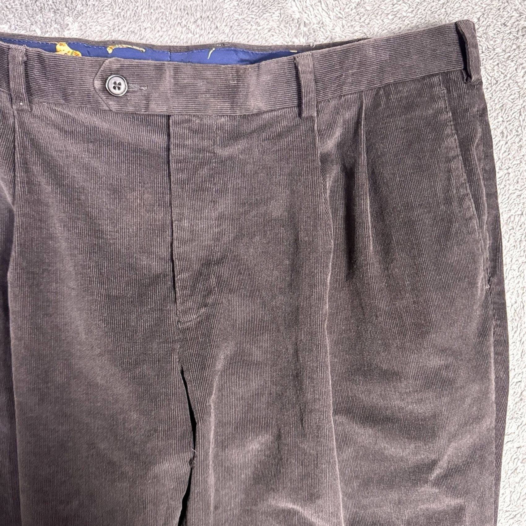 Ralph Lauren VINTAGE Ralph Lauren Pants Mens 38x28 Corduroy Gray 90s Logo Dress Pants Straight Classic Beltless Front Pockets Cuffed Linen Lining Size US 38 / EU 54 - 3 Thumbnail