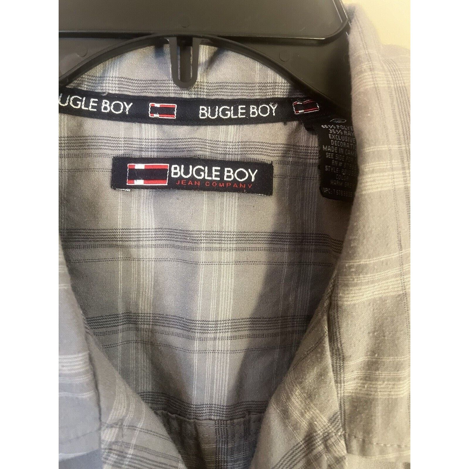 Bugle Boy VINTAGE Bugle Boy Mens Button Up Shirt Gray Plaid Large 2XL Size US L / EU 52-54 / 3 - 2 Thumbnail