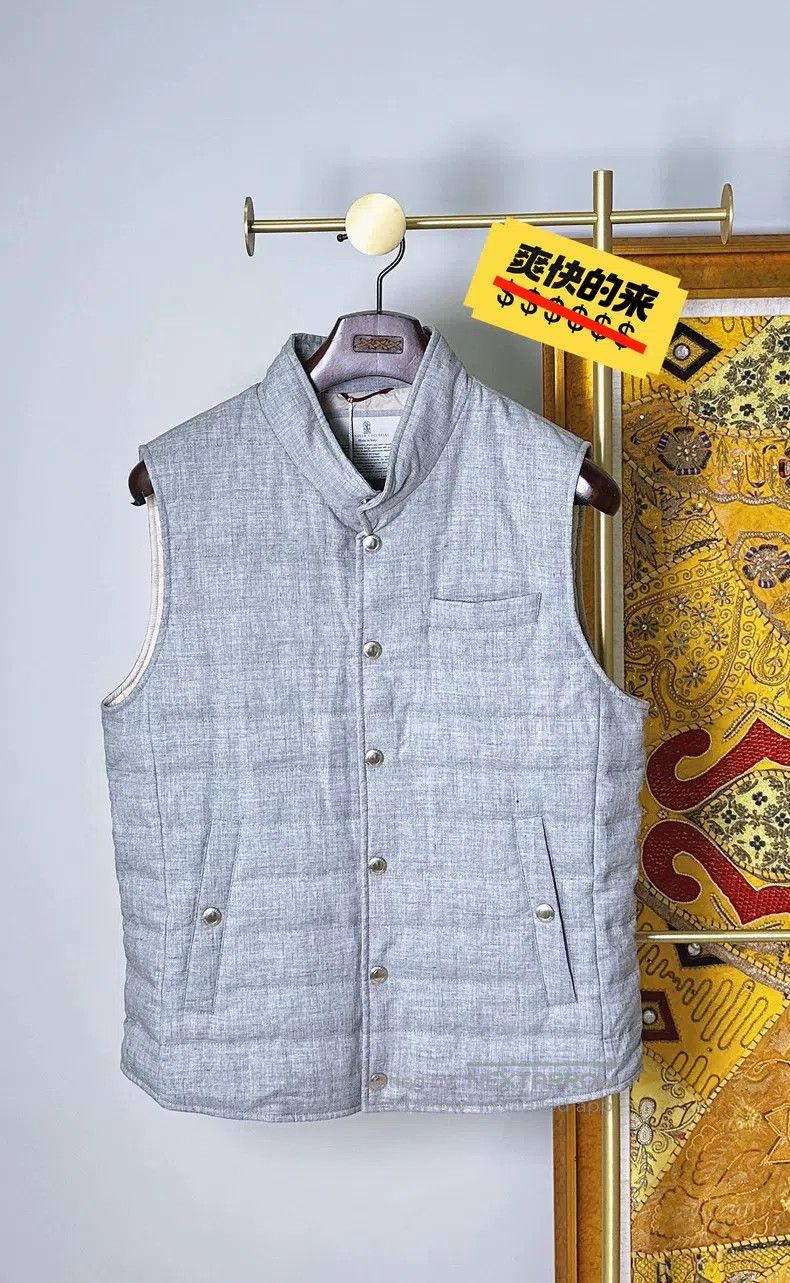 Brunello Cucinelli Brunello Cucinelli Linen wool down vest Size US S / EU 44-46 / 1 - 1 Thumbnail