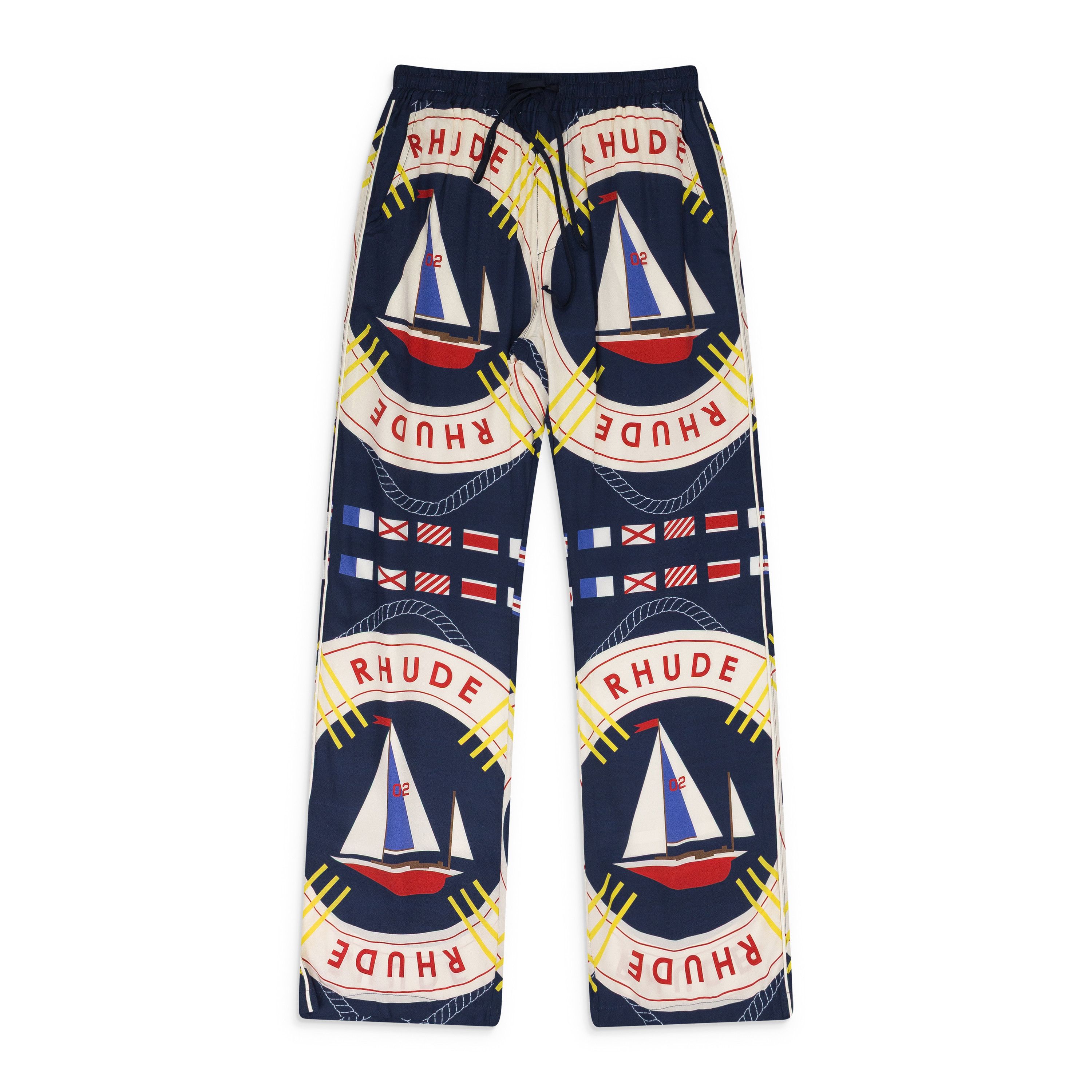 Rhude BLUE FLAG SAIL SILK TRACK PANTS SIZE M