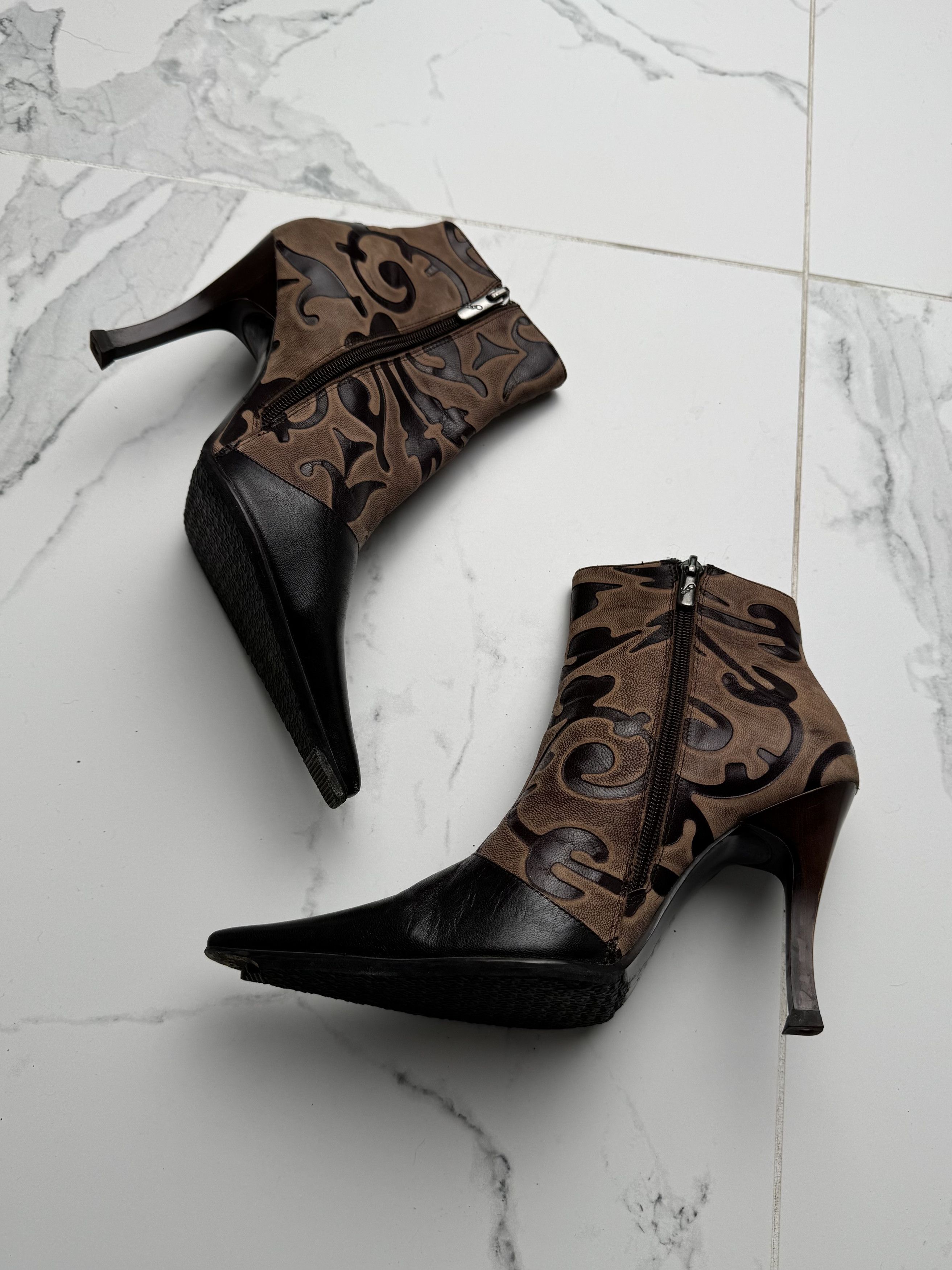 Vintage Vintage Stiletto Ankle Boots Pointed Toe Statement Booties Size US 8 / IT 38 - 4 Thumbnail
