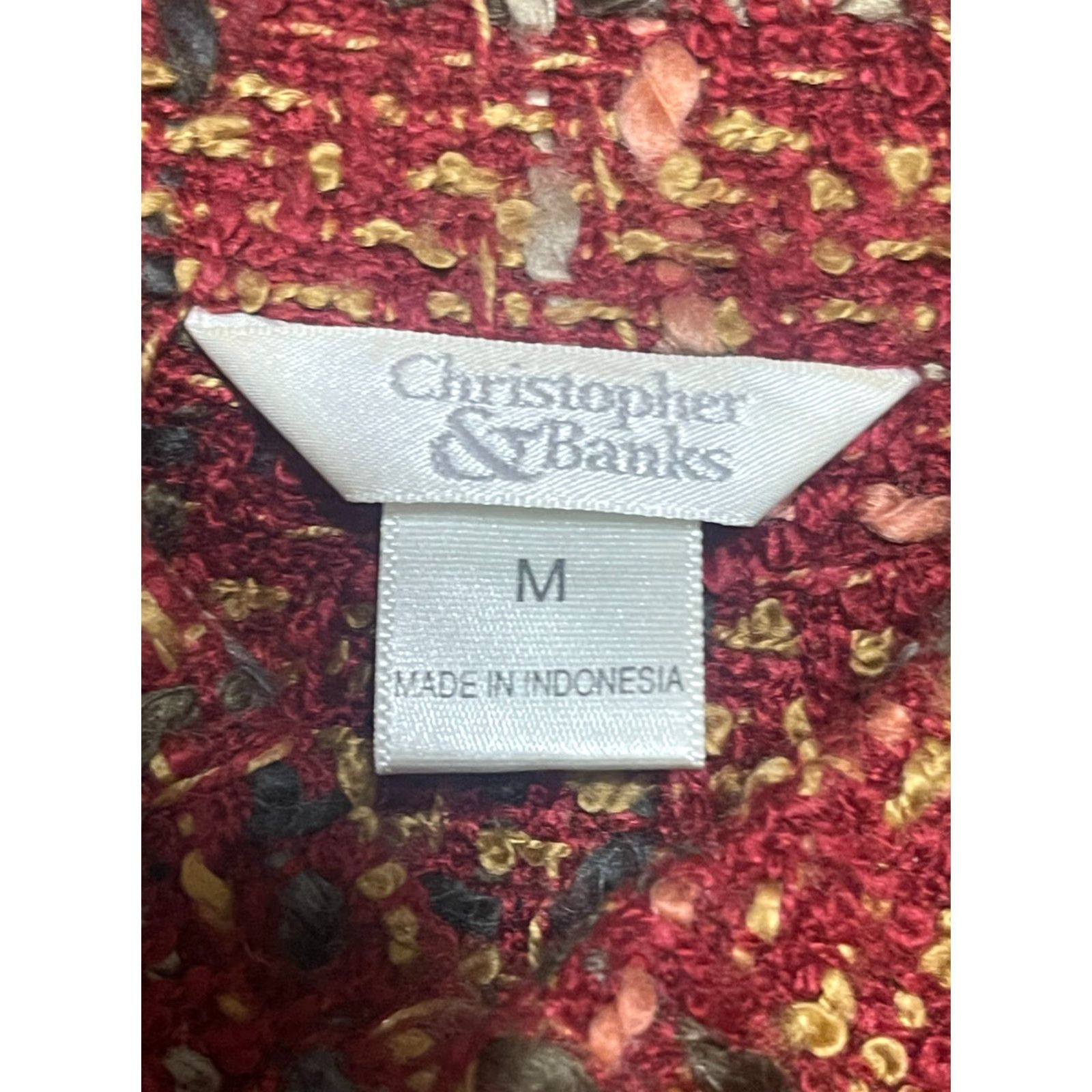 Vintage Christopher&Banks Sweater Women Medium Red Tweed Full Zip Pockets Casual, Regular Fit, Fall Spring Summer, Women's, Size M Size M / US 6-8 / IT 42-44 - 7 Thumbnail