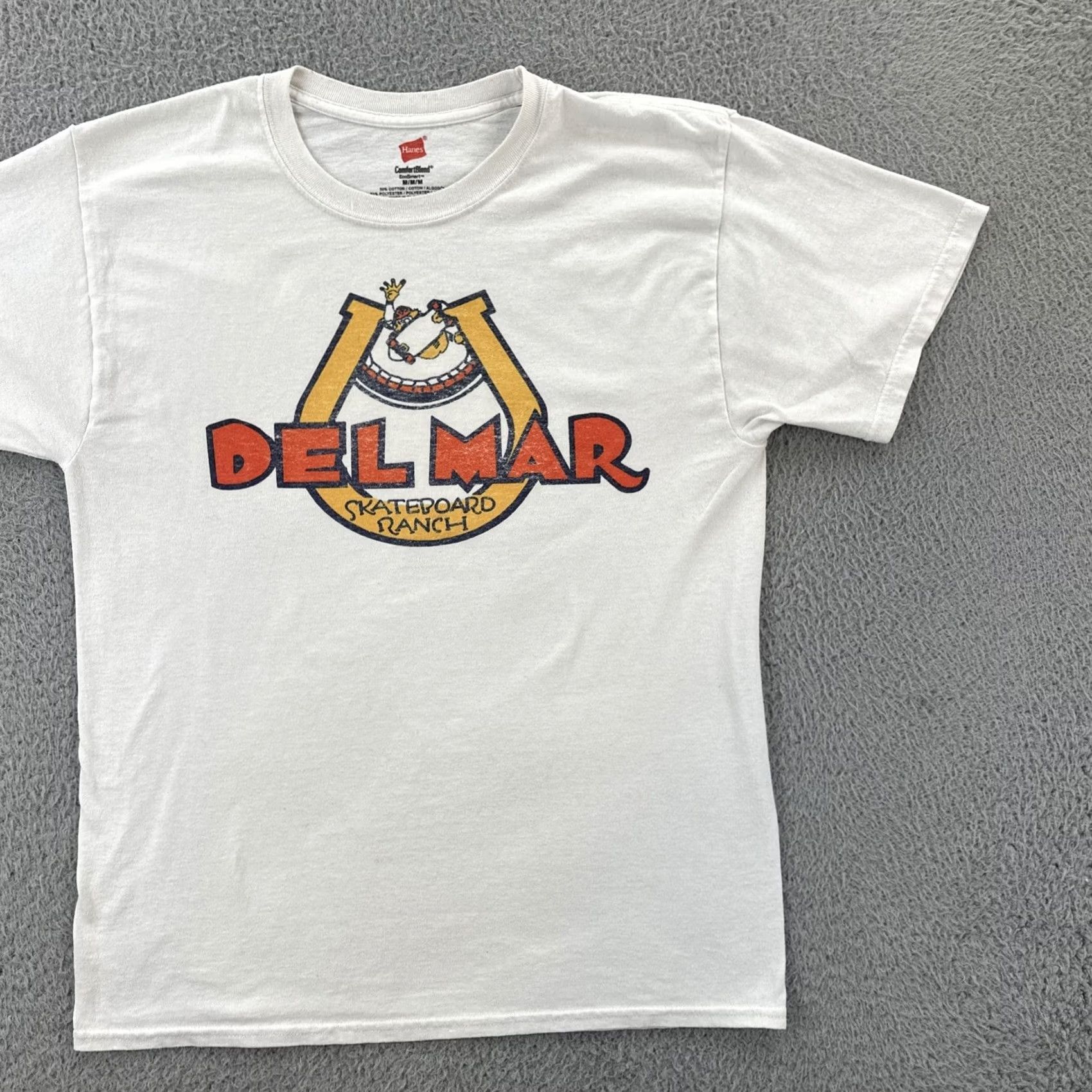 Hanes VINTAGE Hanes Mens T-Shirt Short Sleeve White California Del Mar Skateboard Ranch M Regular Crew Neck Solid Shirt Mens Size US M / EU 48-50 / 2 - 2 Thumbnail