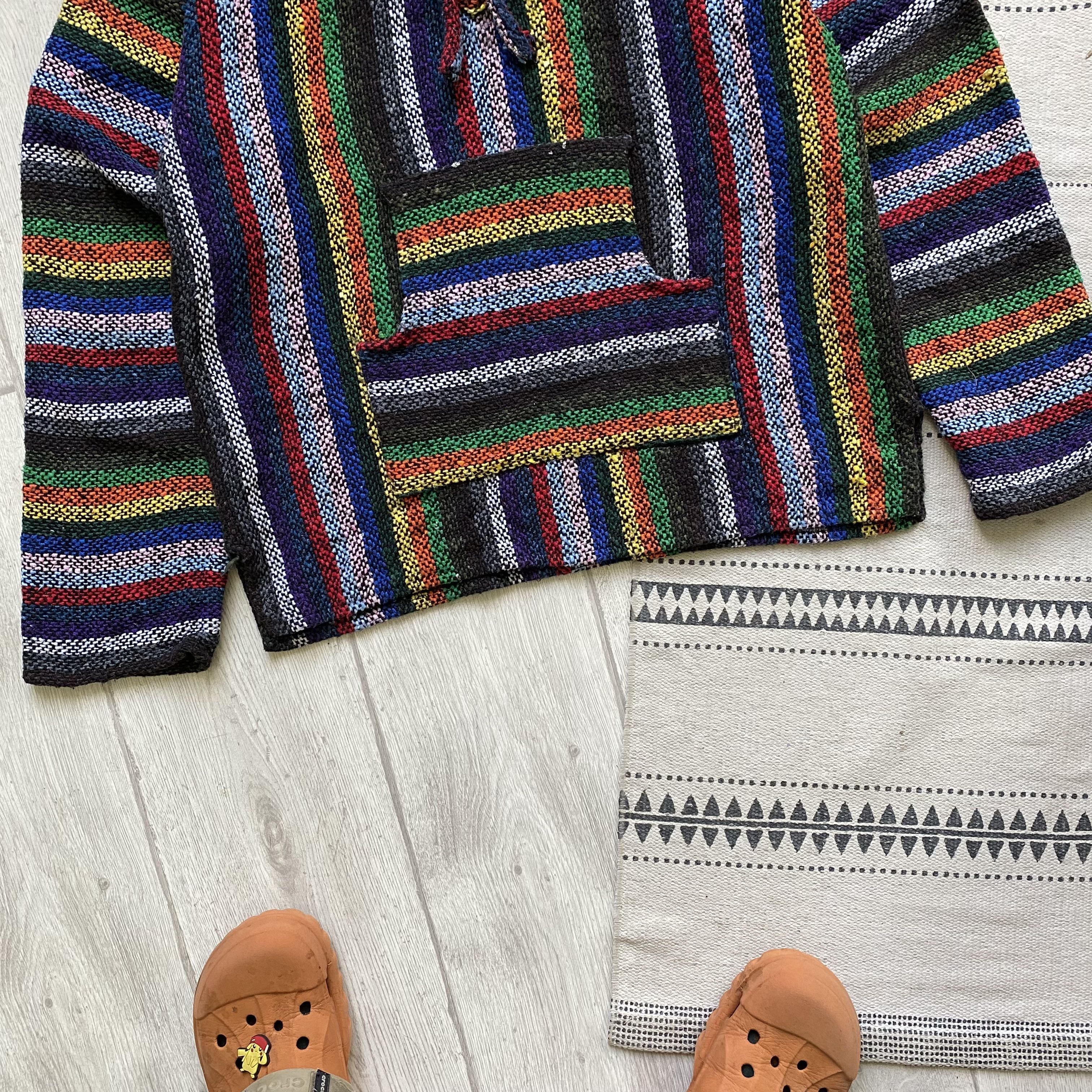 Japanese Brand Vintage 90s Baja Hoodie Drug Rug Knit Sweater Made in Mexico Size US M / EU 48-50 / 2 - 3 Thumbnail